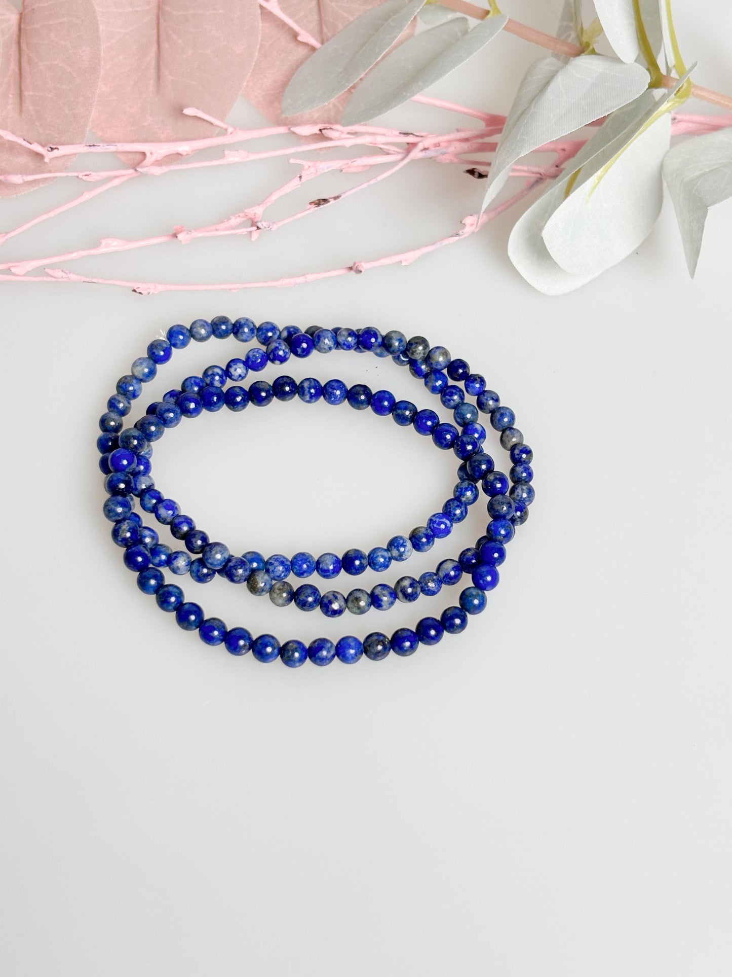Delicate lapis lazuli bracelet, 4mm beads, elastic, approx. 17.5 cm, handmade - elegance for your wrist