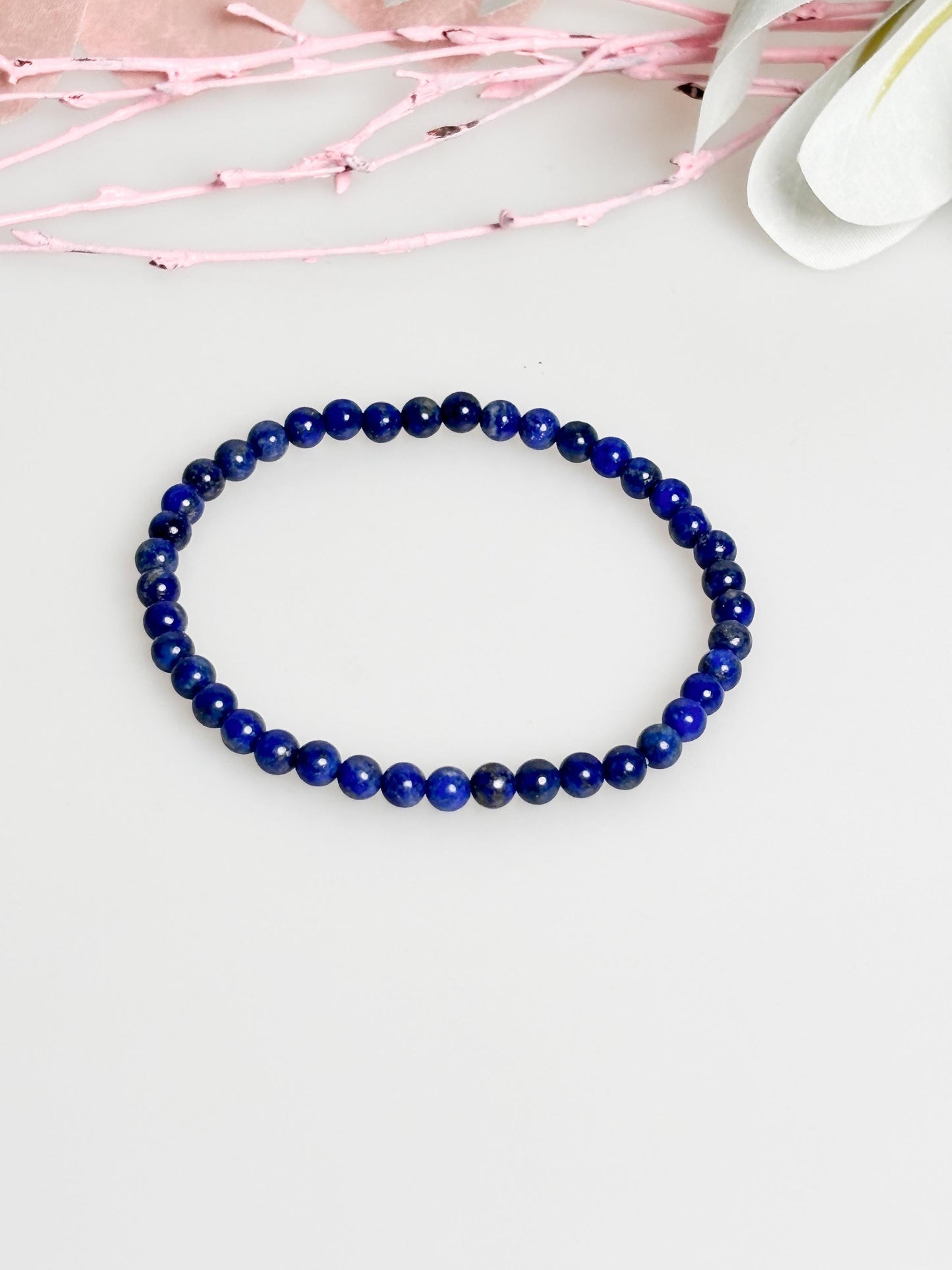 Delicate lapis lazuli bracelet, 4mm beads, elastic, approx. 17.5 cm, handmade - elegance for your wrist