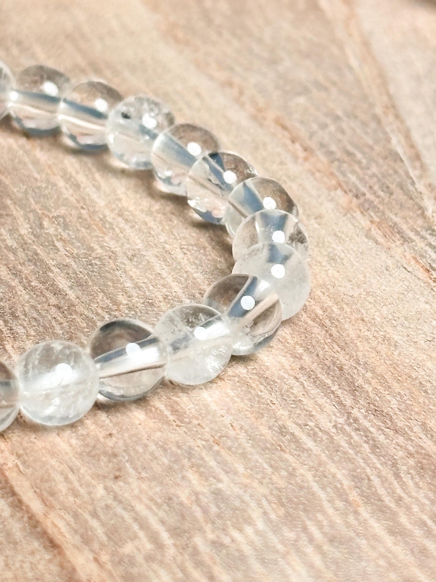 Elastic rock crystal pearl bracelet | 6mm pearls | 17.5 cm length | Handmade