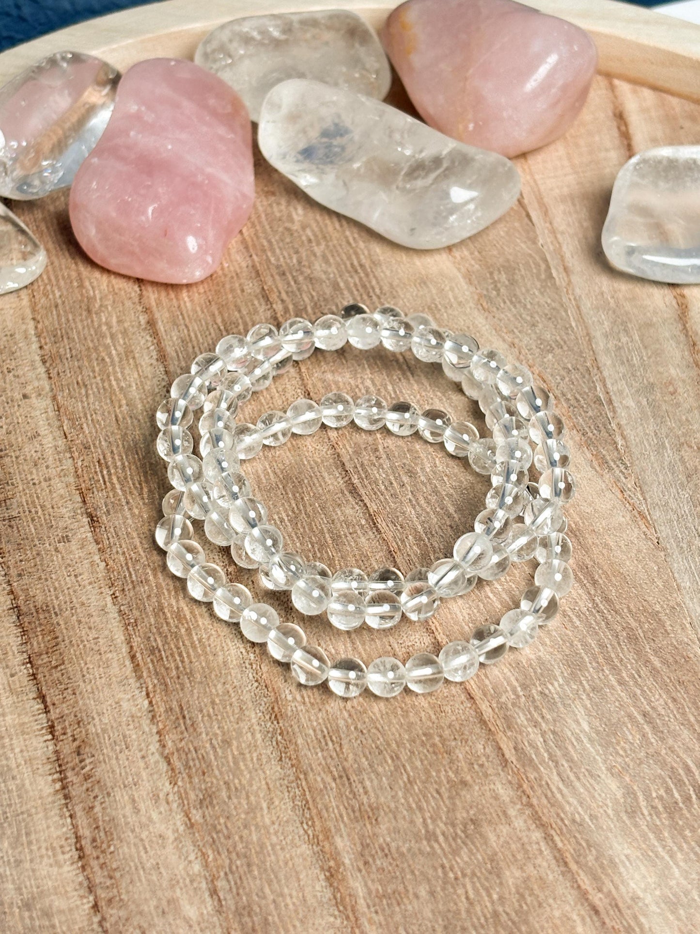 Elastic rock crystal pearl bracelet | 6mm pearls | 17.5 cm length | Handmade