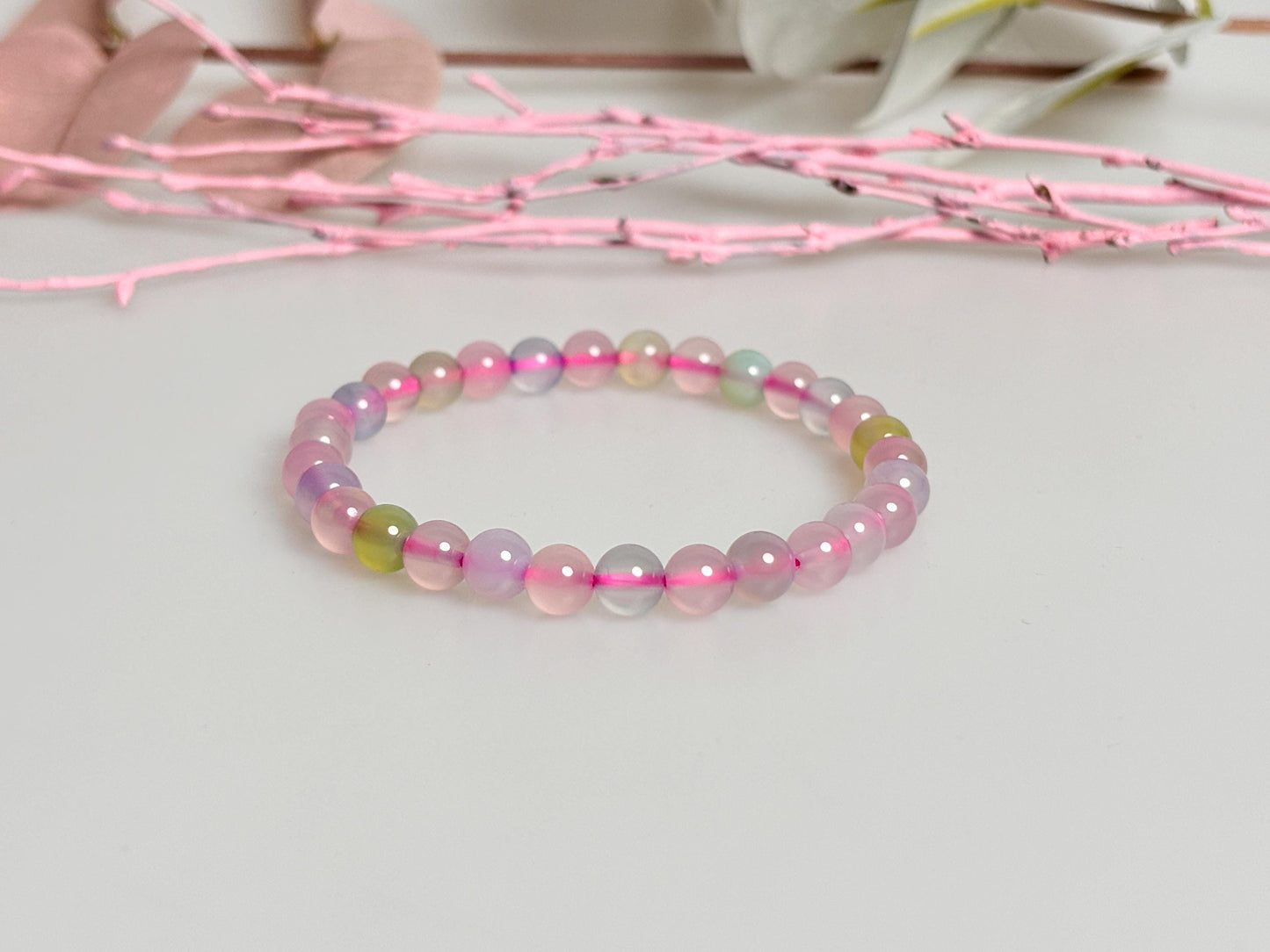 Transparent elastic morganite bracelet 6mm, 17cm | Delicate gemstone jewelry | Handmade & boho-inspired