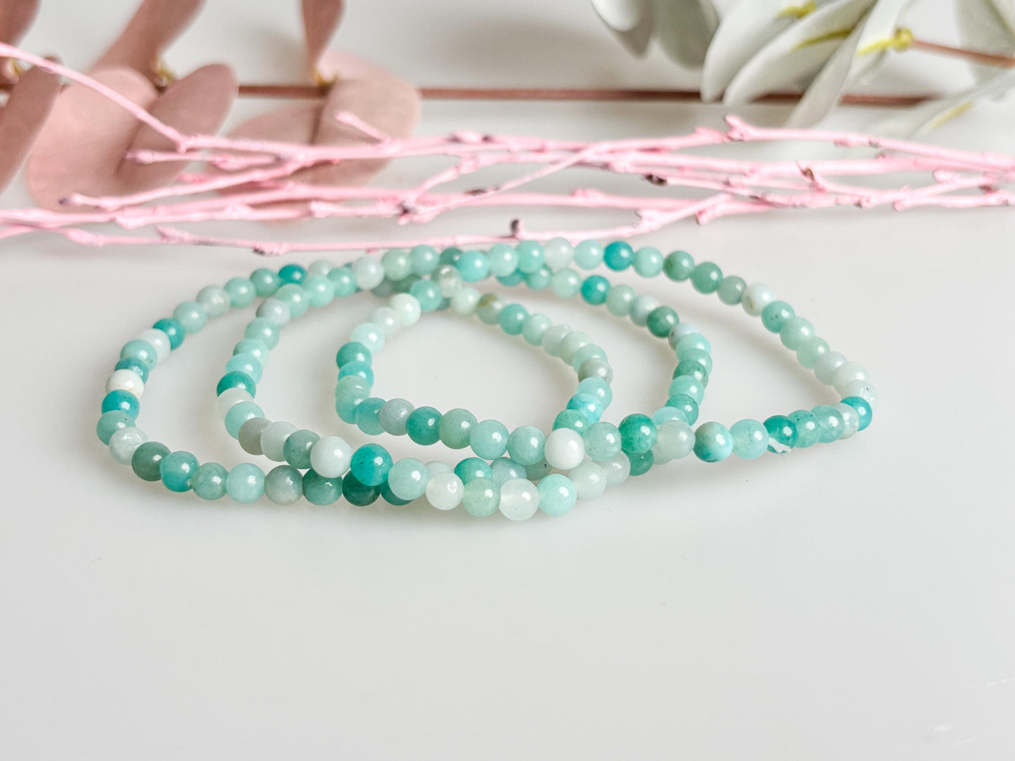 Elastic Beaded Bracelet Made of Caribbean Calcite, 4 mm – Handmade Jewelry with Calming Energy, Stylish and Unique