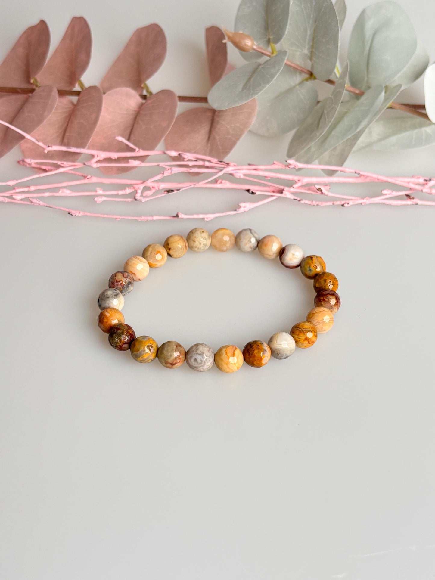 Elastic bracelet made of faceted 8mm Crazy Lace Agate beads | Energetic jewelry | Colorful gemstone jewelry