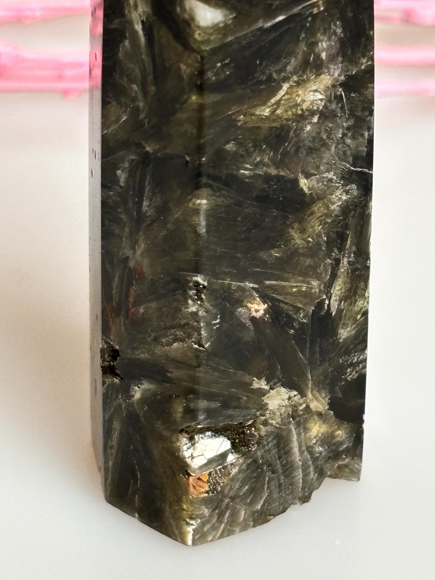 Green Mica Tower - Mica Crystal with Beautiful Shimmer, Decorative Piece for Your Collection.