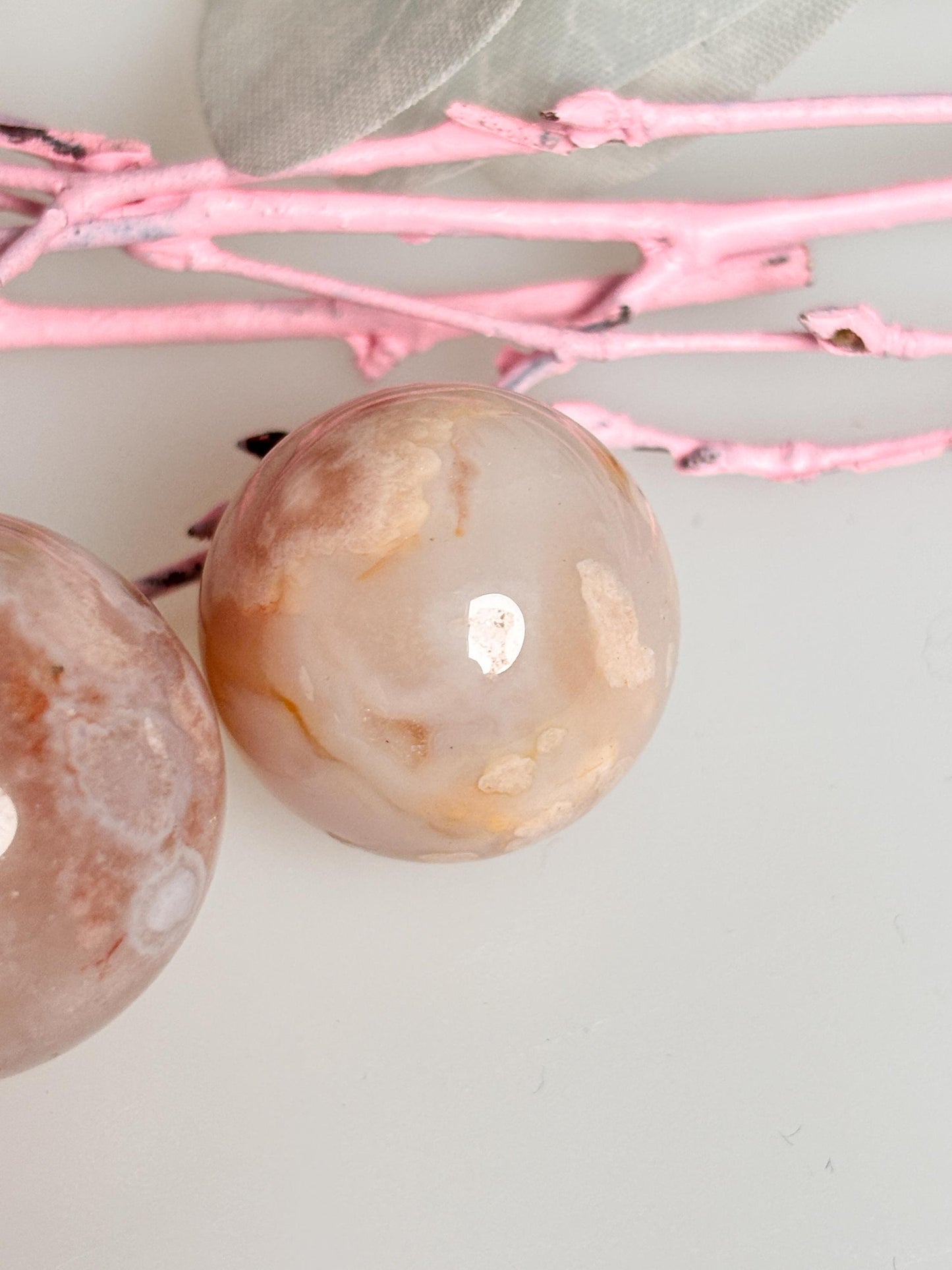 Flower Agate Mini Balls with Unique Floral Pattern – Gemstone Decoration, Natural Stone Decoration, Boho Crystals