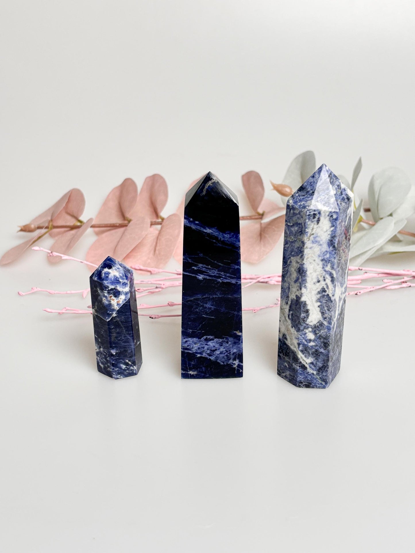Various Sodalite Towers – Gemstone Towers for Meditation, Healing & Decoration – 100% Natural Sodalite Crystals