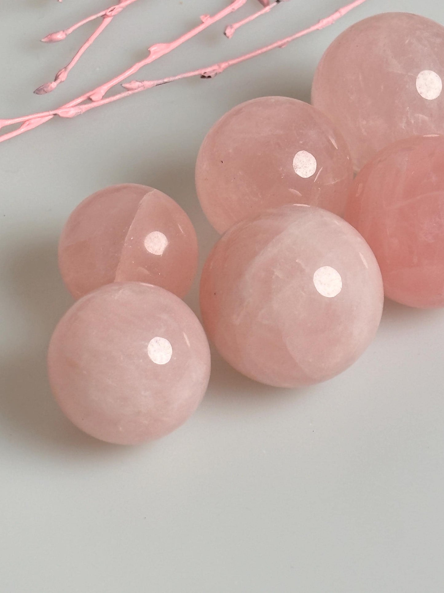Small rose quartz balls – 3 sizes as decoration, noble rose quartz, decorative crystal balls, natural stone decoration, pink quartz balls