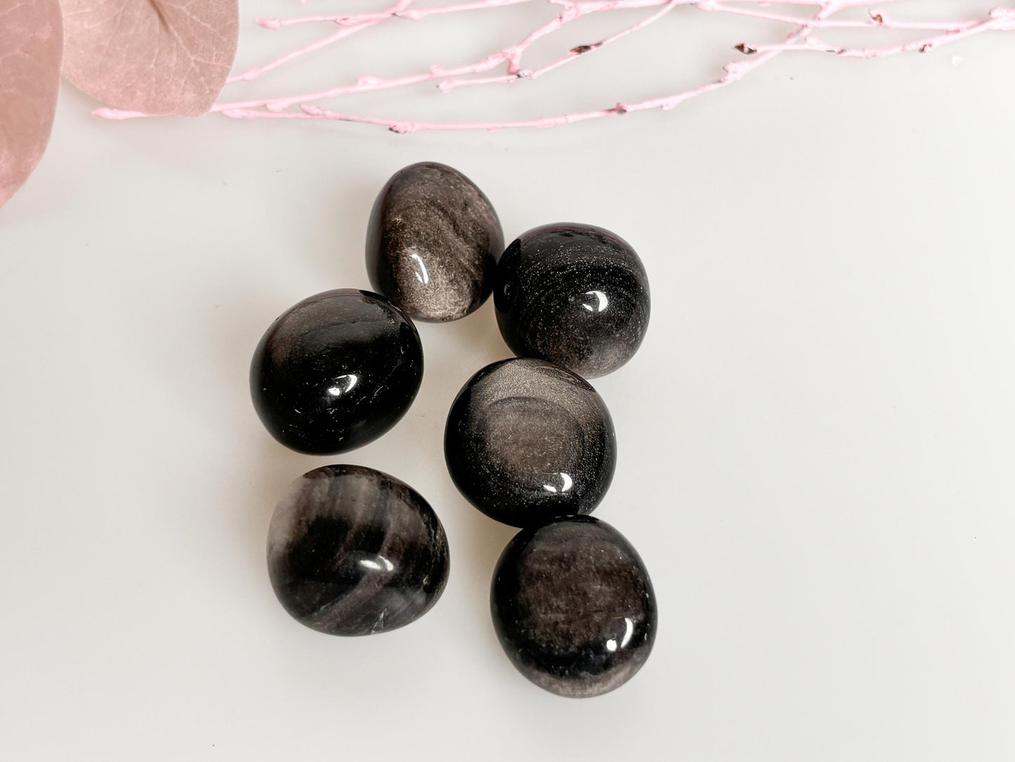 Silver Obsidian Tumbled Stones – With unique flash effect, energy stone for protection, healing & meditation, approx. 2.3cm