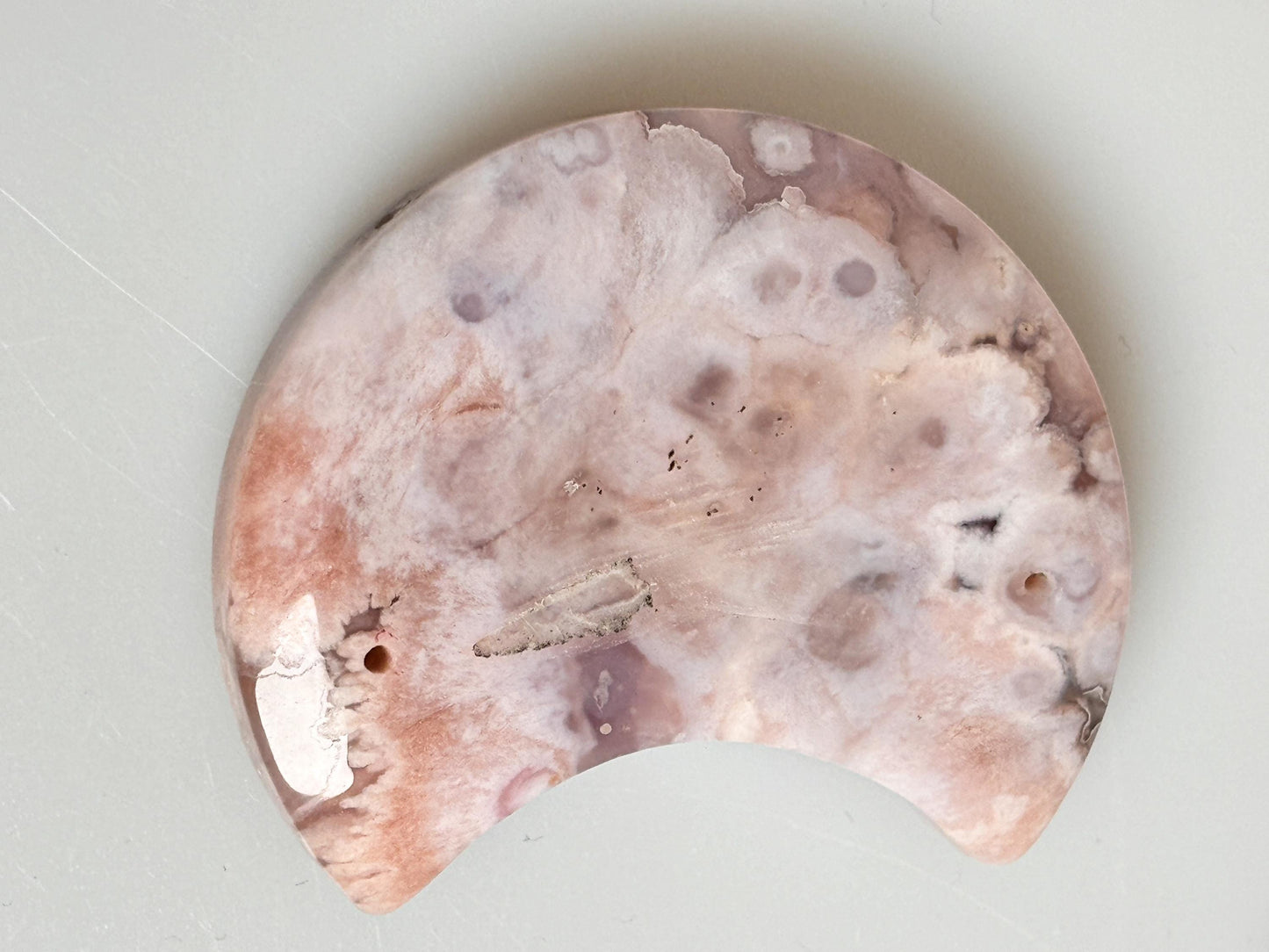 High-quality carving | Moon and star made of high-quality flower agate – unique decorative object and perfect gift for gemstone lovers