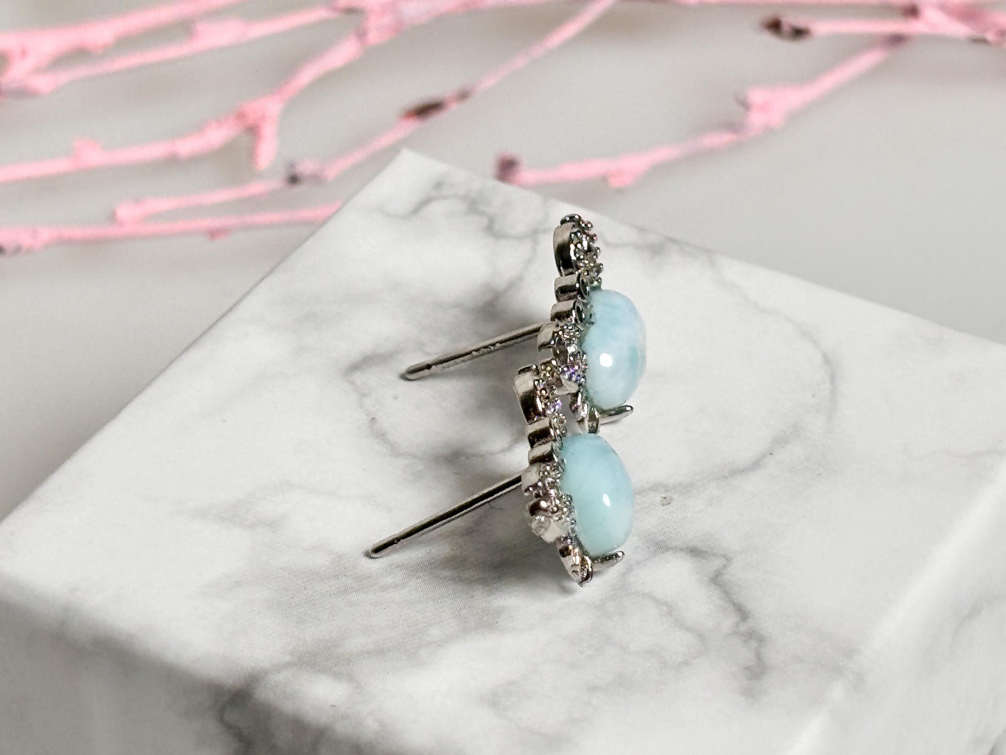 Beautiful Larimar crab-shaped earrings - maritime jewelry with 925 silver pin, unique earrings"