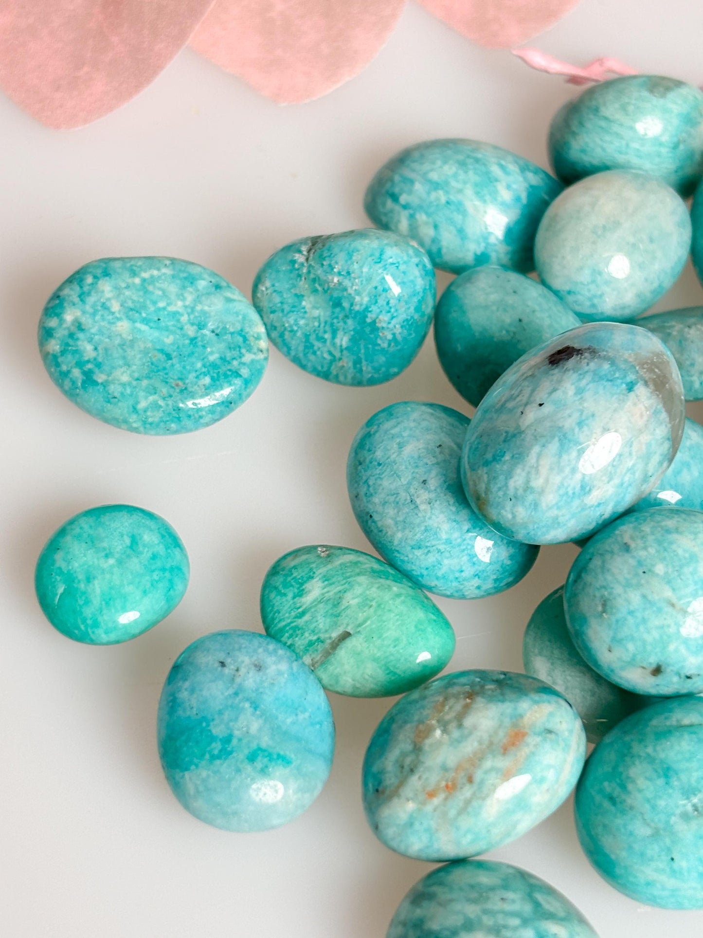 Amazonite tumbled stones set of 2 - various sizes - gemstones for balance & harmony - perfect for collectors