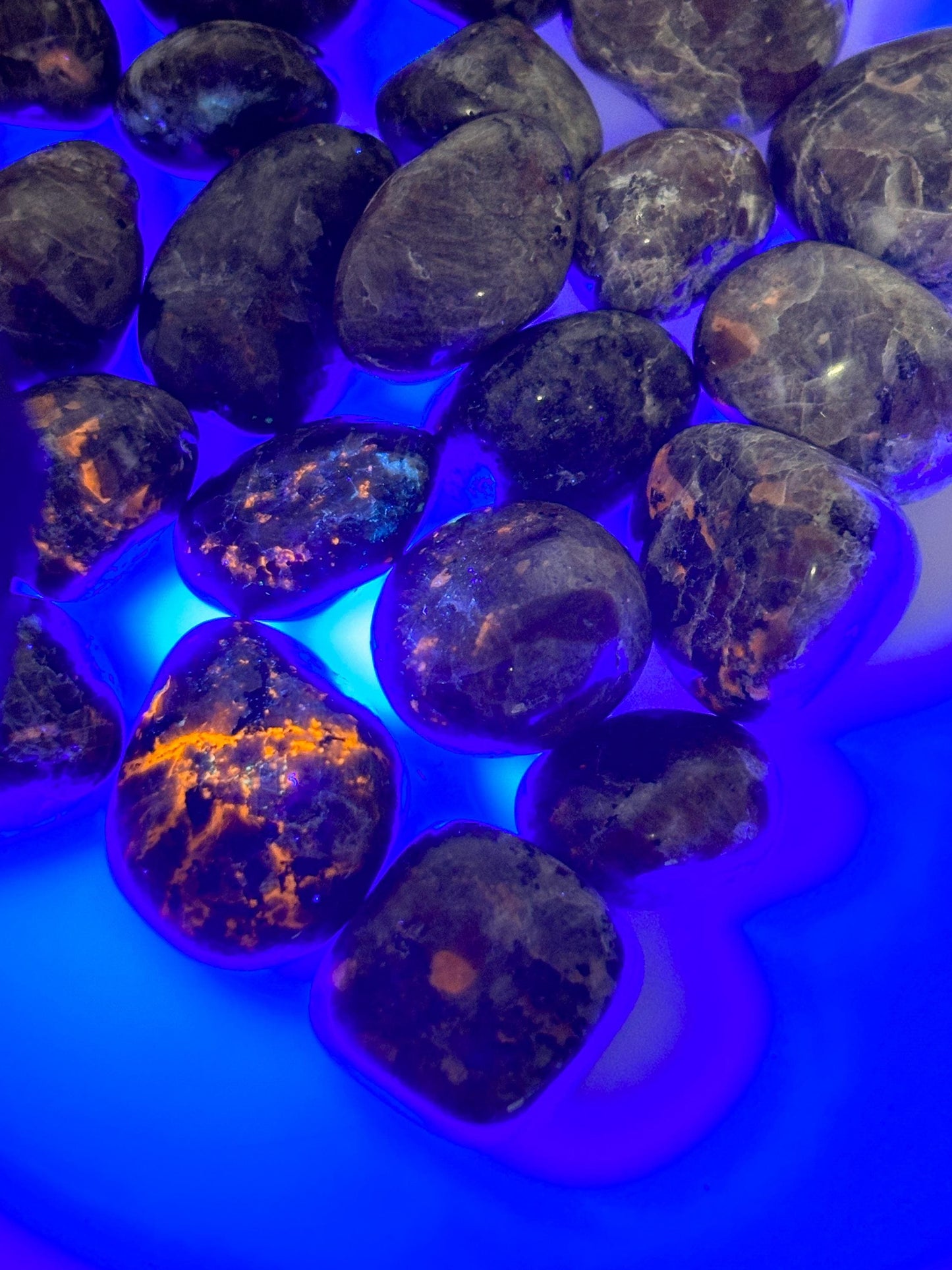 Yooperlite Tumbled Stones Set of 2 - Various Sizes, Energetic Gemstones, Perfect for Meditation & Decoration