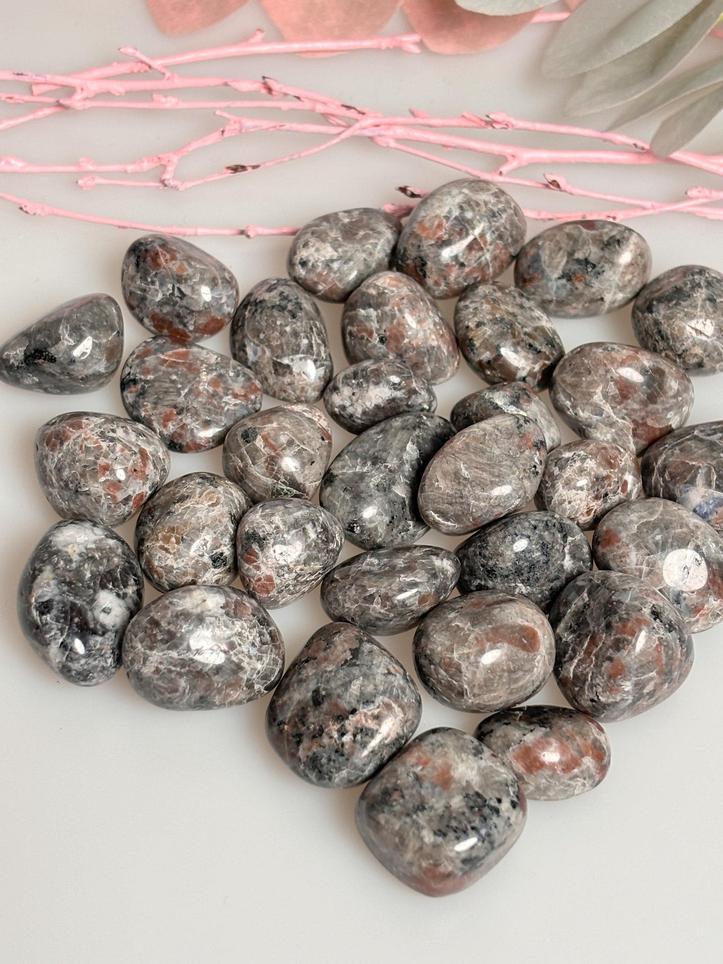 Yooperlite Tumbled Stones Set of 2 - Various Sizes, Energetic Gemstones, Perfect for Meditation & Decoration