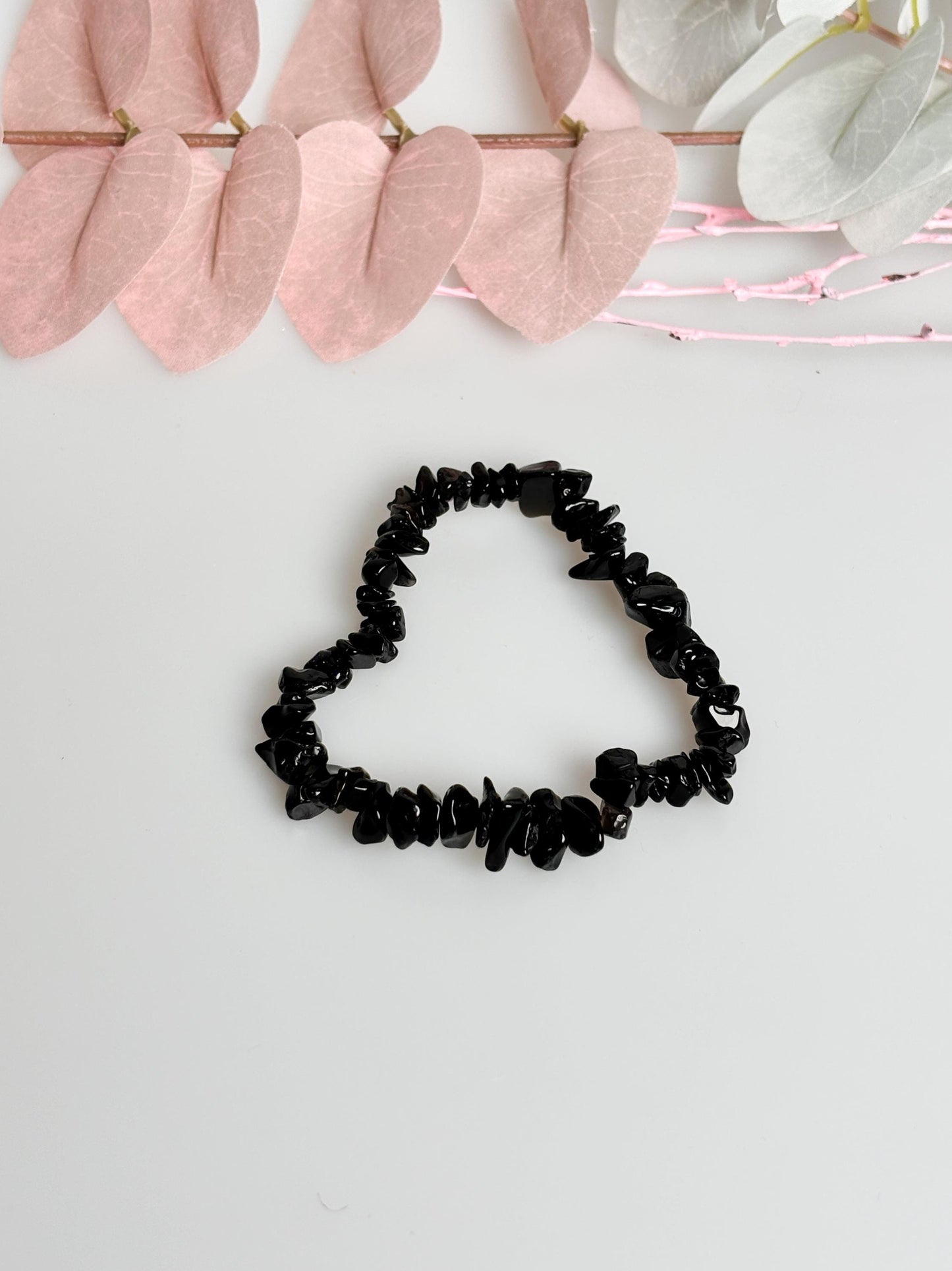 Elastic splinter bracelet made of black obsidian – protective stone, approx. 6mm splinters, energetic jewelry for balance