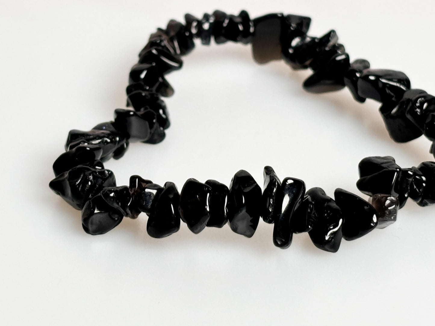 Elastic splinter bracelet made of black obsidian – protective stone, approx. 6mm splinters, energetic jewelry for balance