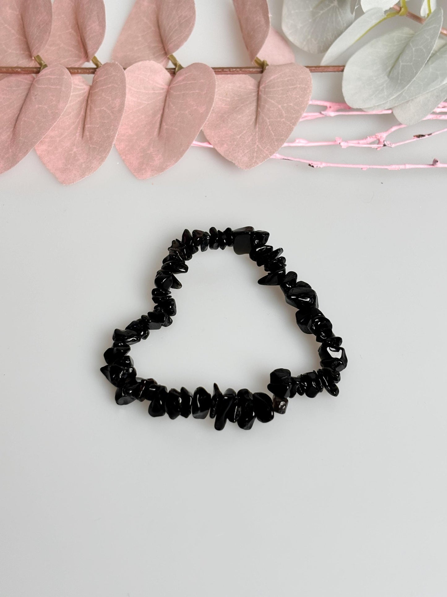 Elastic splinter bracelet made of black obsidian – protective stone, approx. 6mm splinters, energetic jewelry for balance