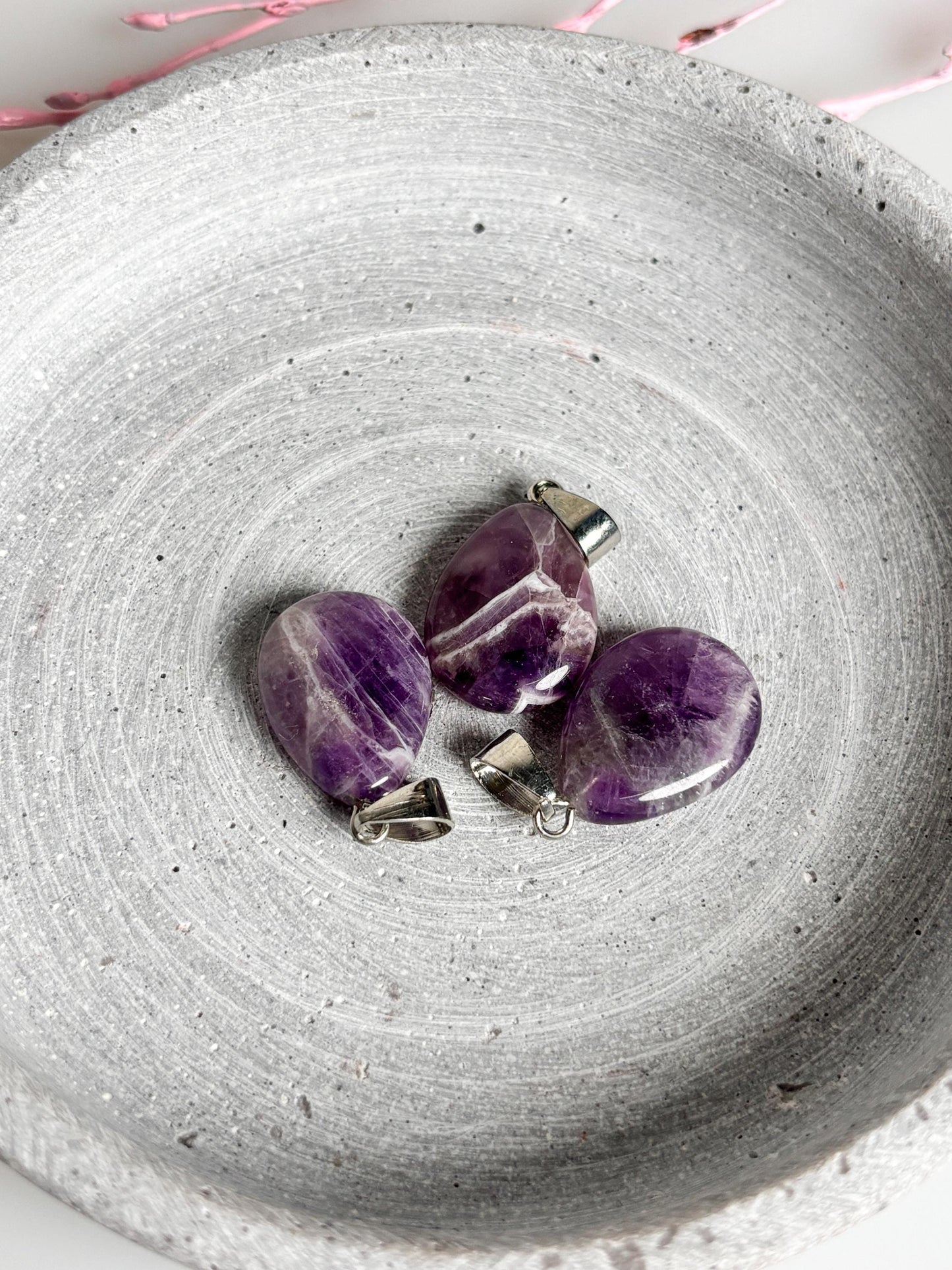 Various drop-shaped pendants - rose quartz, aventurine, amethyst & opalite. Choose your favorite stone!