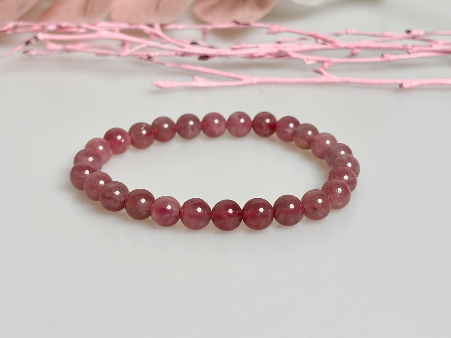 Premium Lavender Rose Quartz Bracelet - Elastic design, deep pink, delicate and classy. Ideal for any occasion!