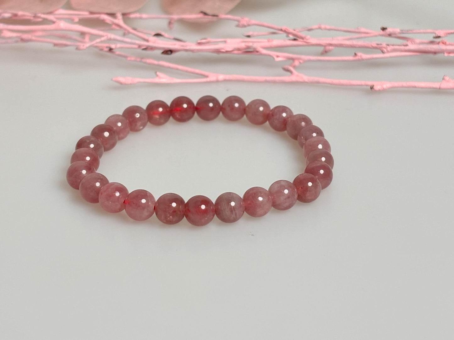Premium Lavender Rose Quartz Bracelet - Elastic design, deep pink, delicate and classy. Ideal for any occasion!