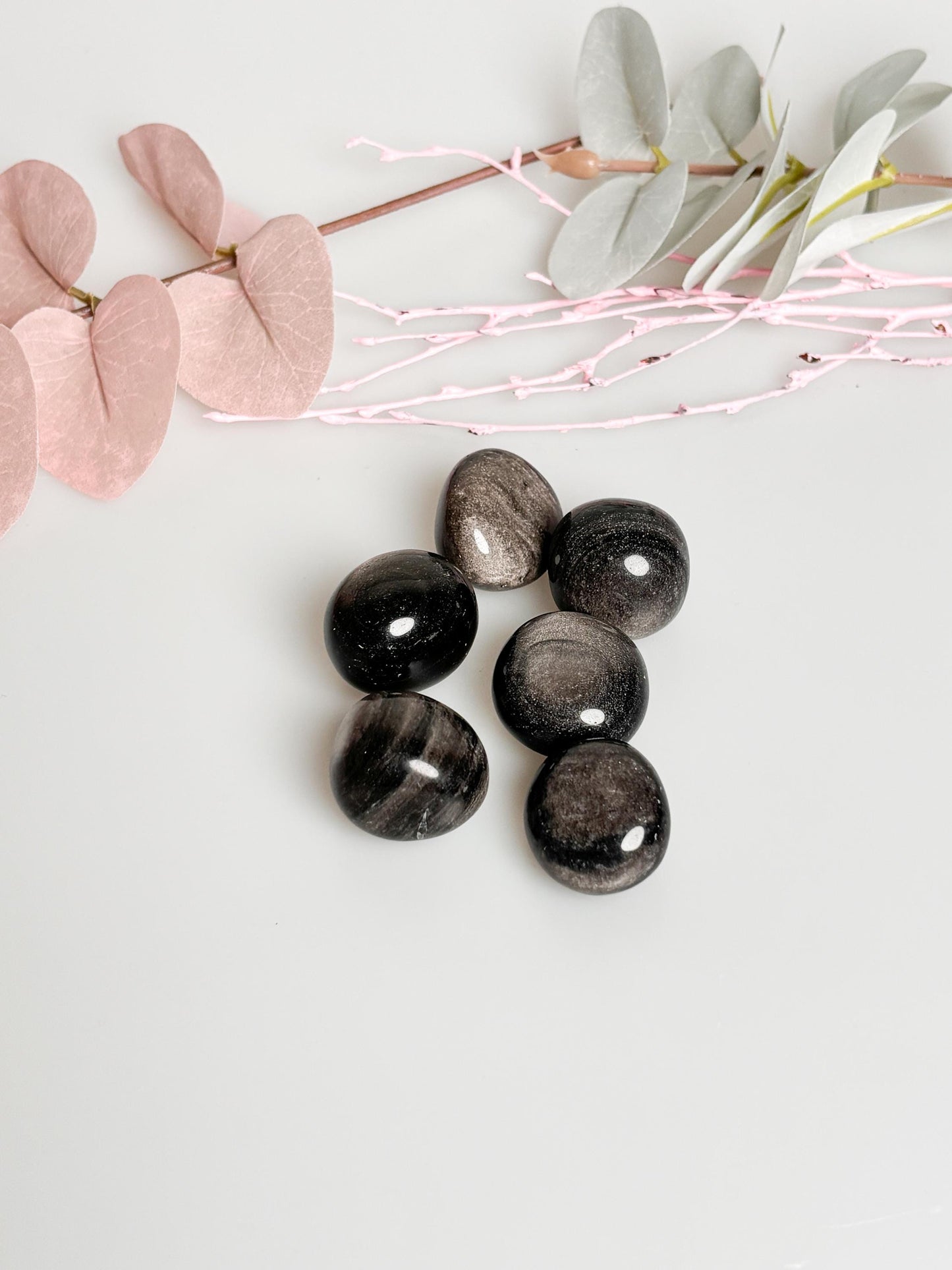 Silver Obsidian Tumbled Stones – With unique flash effect, energy stone for protection, healing & meditation, approx. 2.3cm
