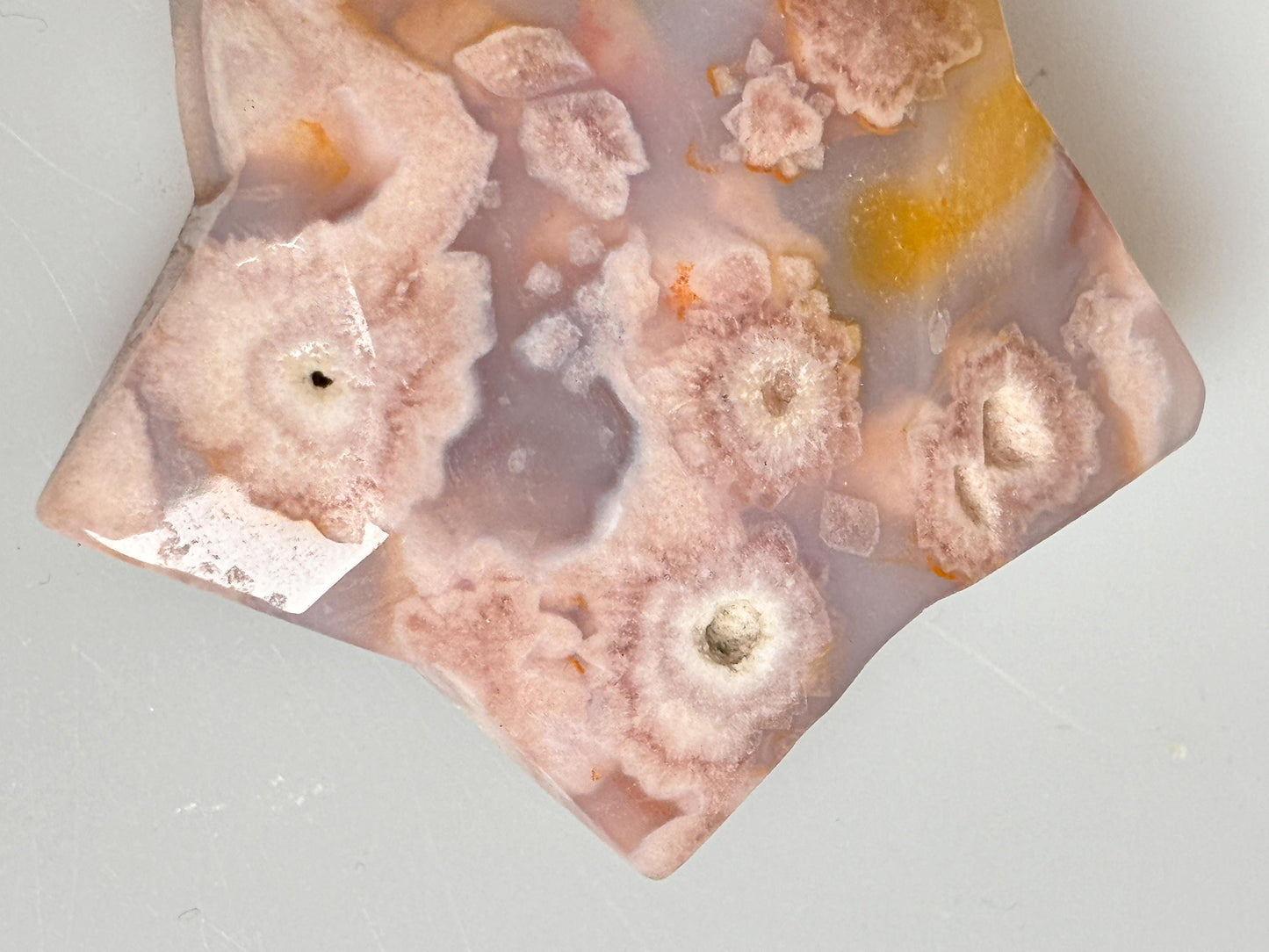 High-quality carving | Moon and star made of high-quality flower agate – unique decorative object and perfect gift for gemstone lovers