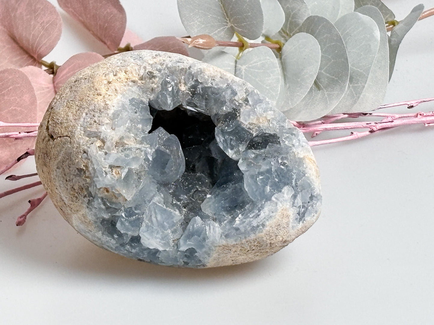 Natural Celestine Egg Cluster - Beautiful Blue Crystal, Spiritual Healing Stone, Unique Decoration