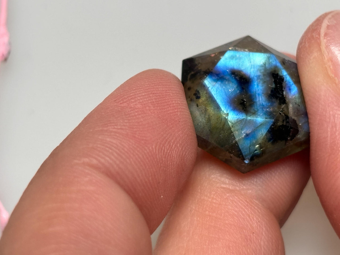 Small hexagon crystals made of citrine, rose quartz and labradorite – gemstone decoration and perfect gift for crystal lovers