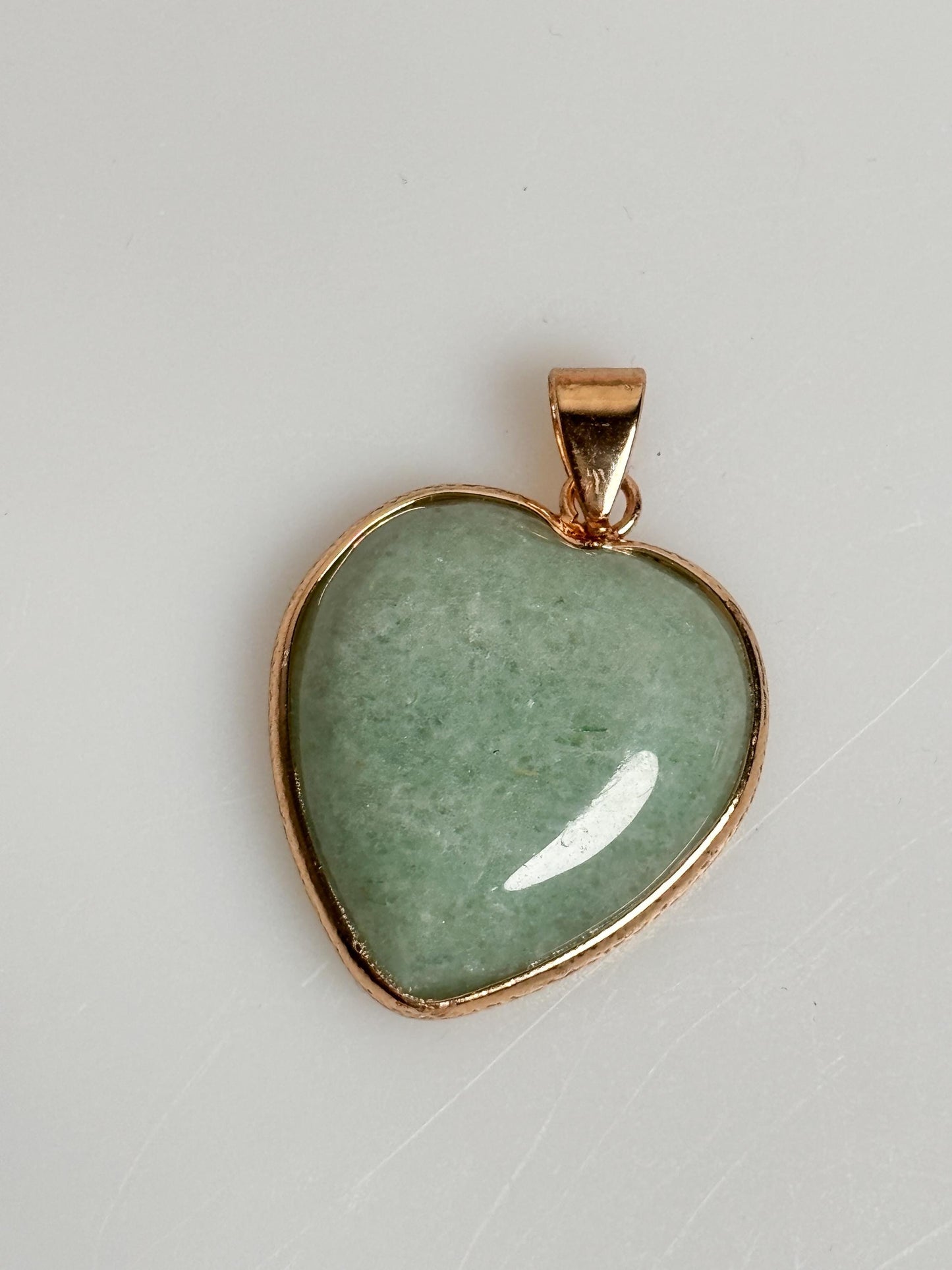 Beautiful Aventurine Heart Pendant, Gold-Colored – Natural Gemstone Jewelry