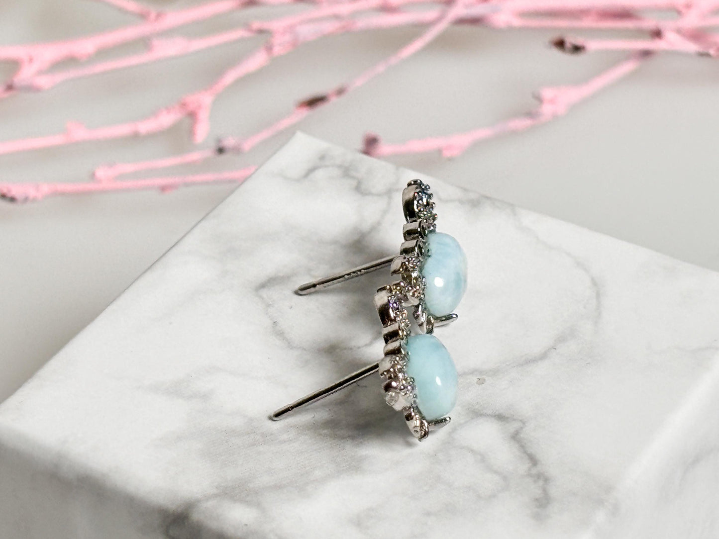 Beautiful Larimar crab-shaped earrings - maritime jewelry with 925 silver pin, unique earrings"