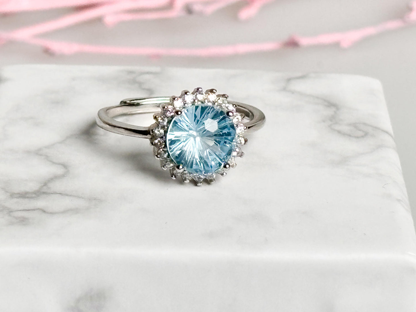 Blue Topaz Ring 925 Silver – Adjustable – Noble silver ring with topaz – Perfect as an engagement ring – Jewelry gift