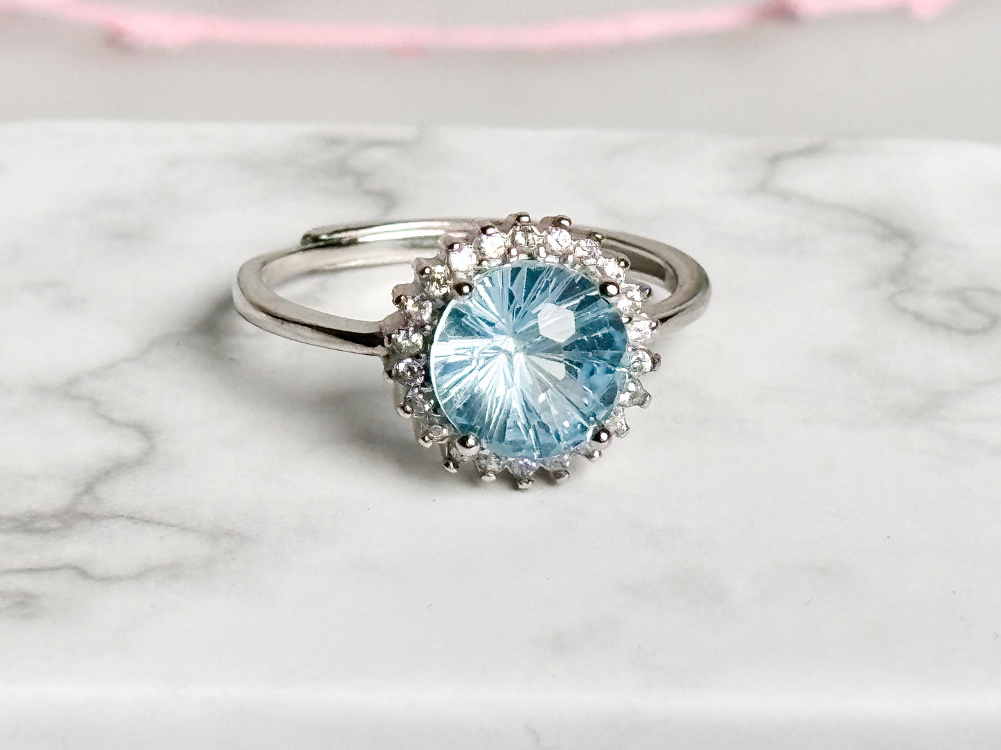 Blue Topaz Ring 925 Silver – Adjustable – Noble silver ring with topaz – Perfect as an engagement ring – Jewelry gift