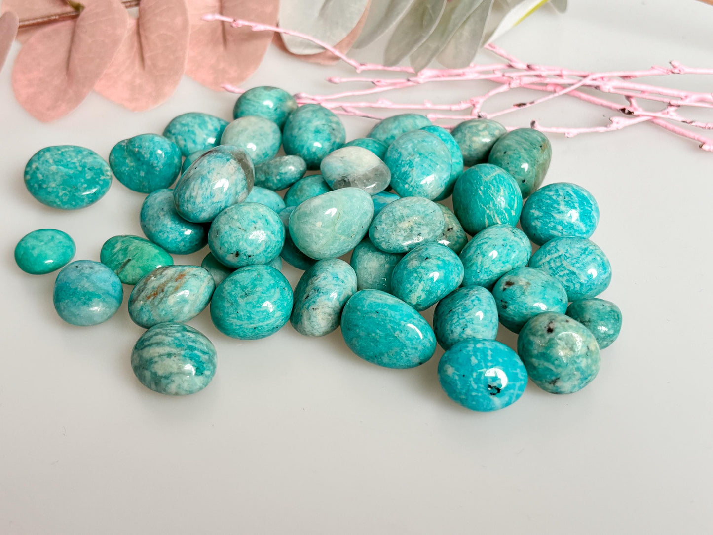 Amazonite tumbled stones set of 2 - various sizes - gemstones for balance & harmony - perfect for collectors