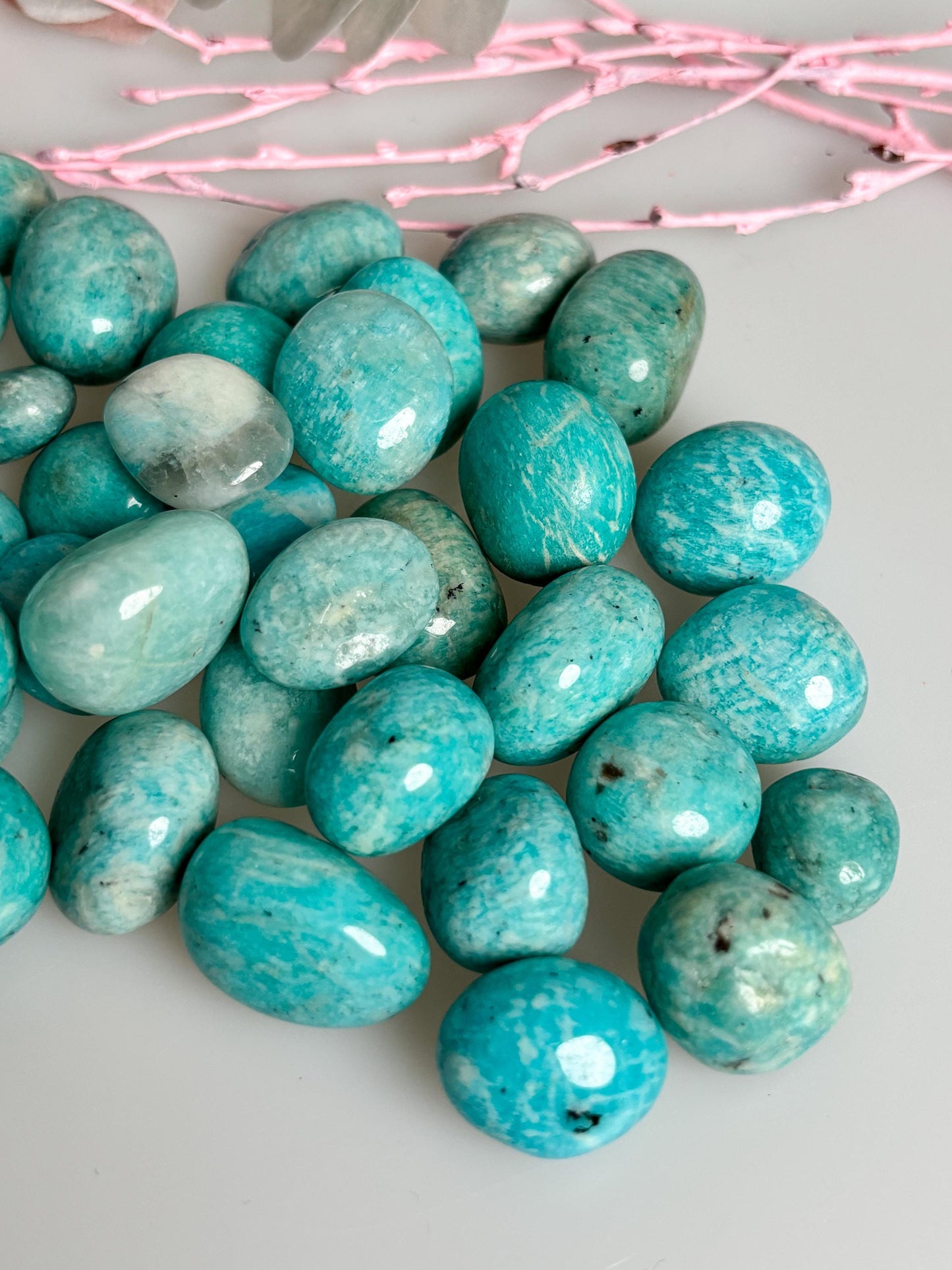 Amazonite tumbled stones set of 2 - various sizes - gemstones for balance & harmony - perfect for collectors