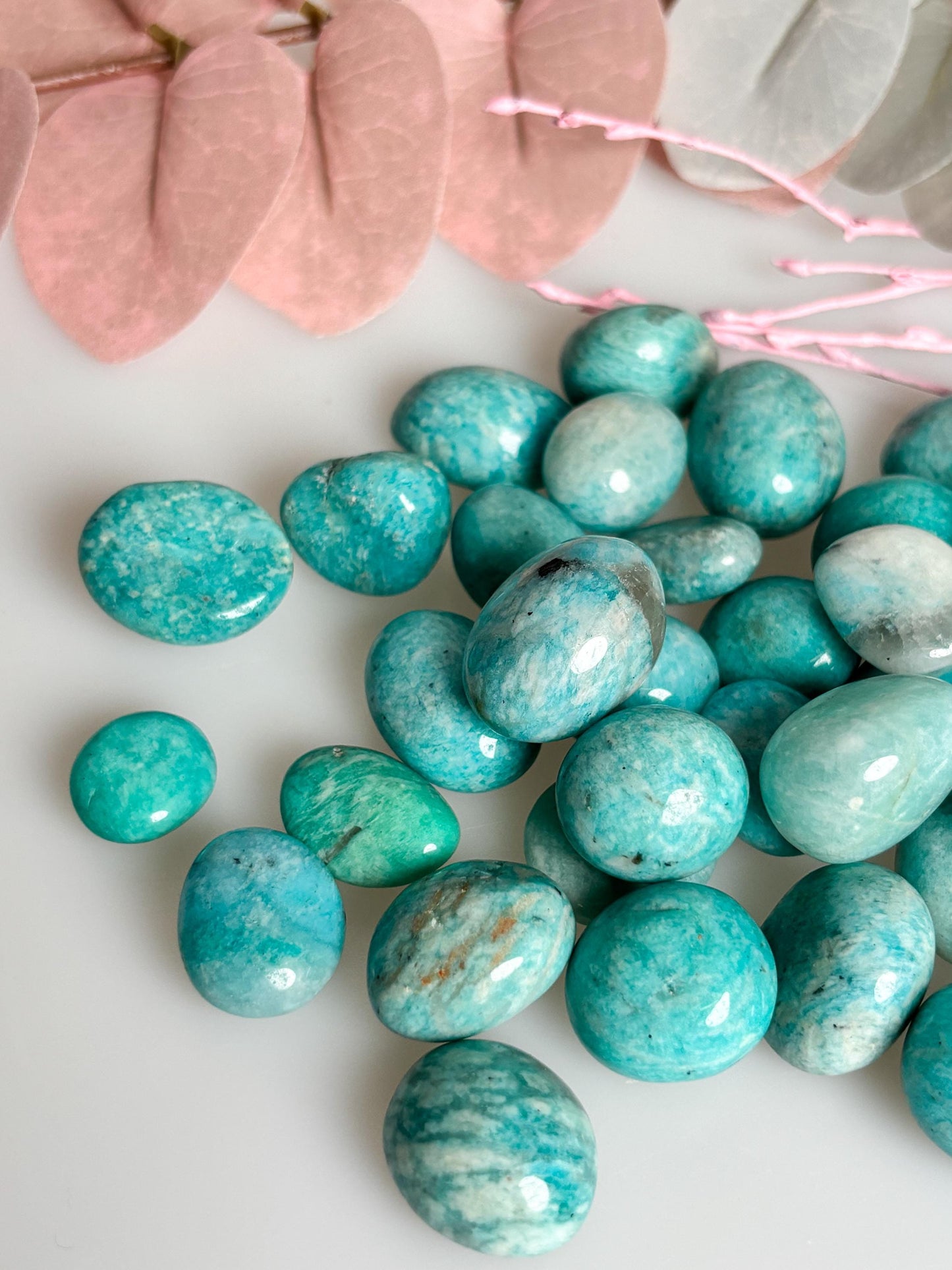 Amazonite tumbled stones set of 2 - various sizes - gemstones for balance & harmony - perfect for collectors