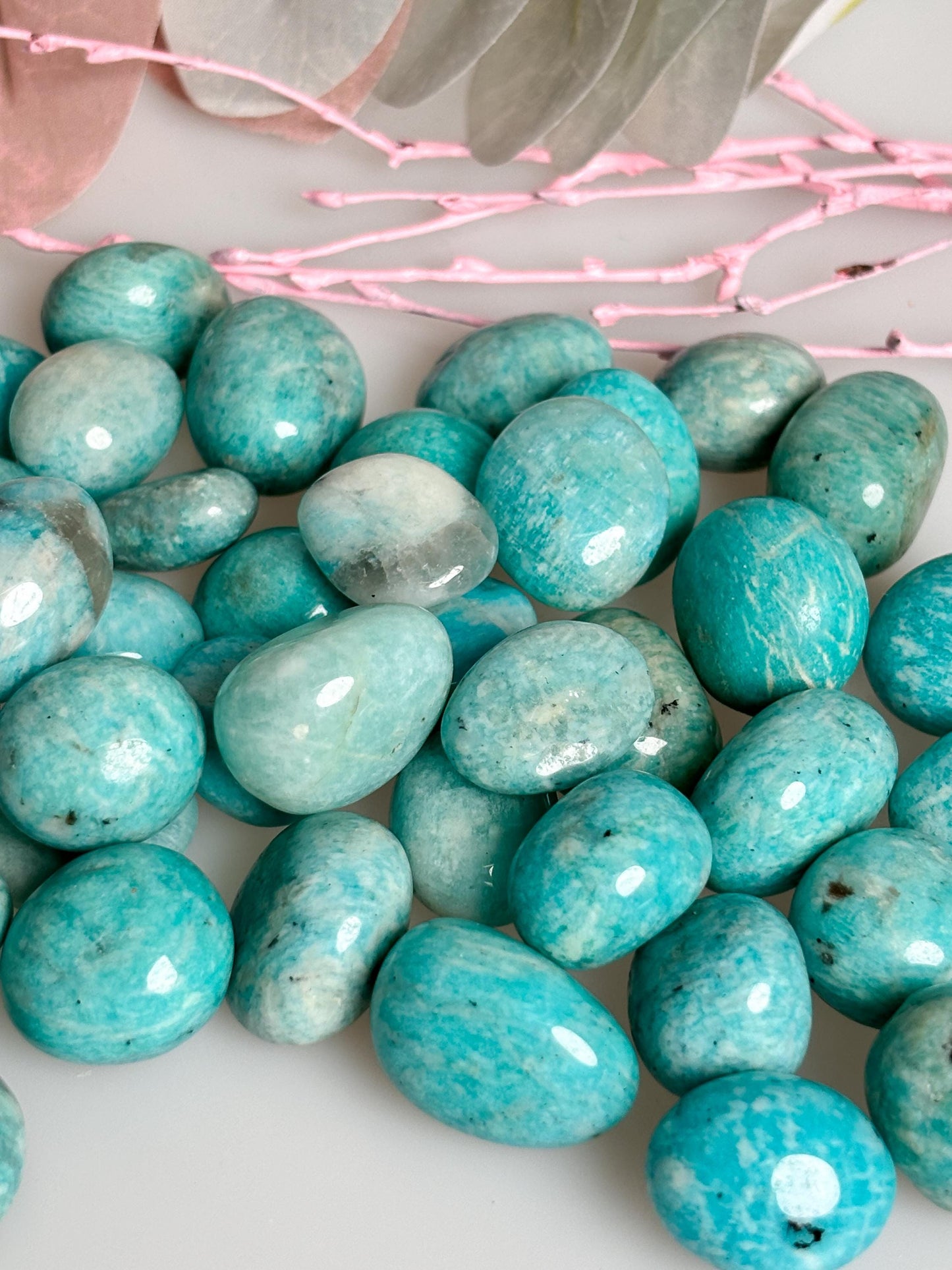 Amazonite tumbled stones set of 2 - various sizes - gemstones for balance & harmony - perfect for collectors