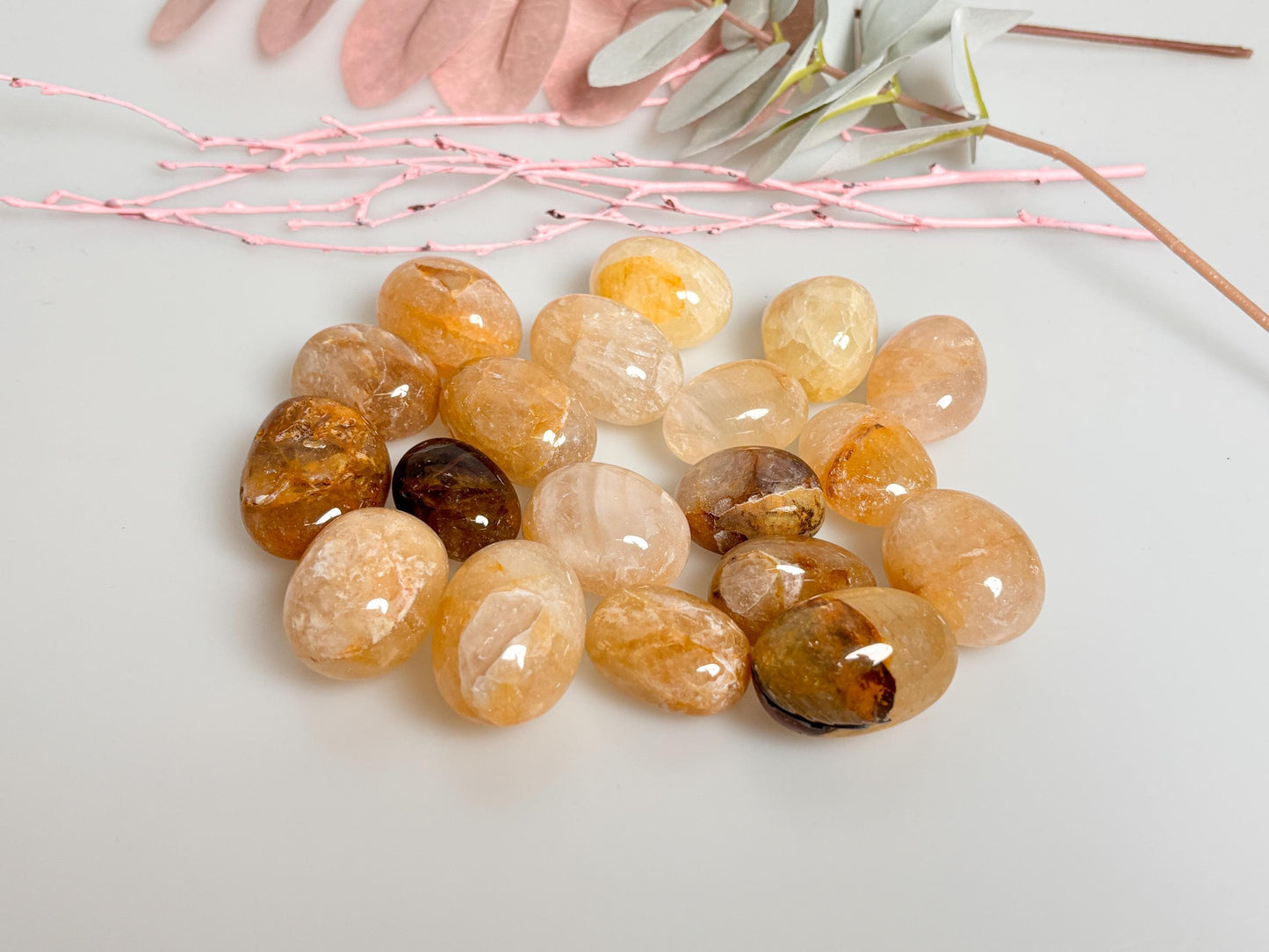 Hochwertige Golden Healer Trommelsteine mit Regenbögen Energiestein für Heilung, Klarheit & spirituelles Wachstum