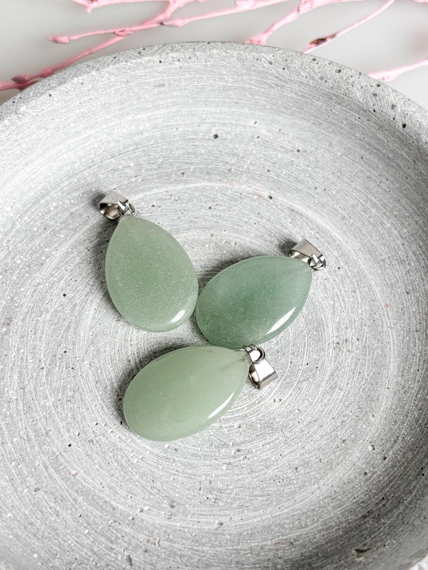 Various drop-shaped pendants - rose quartz, aventurine, amethyst & opalite. Choose your favorite stone!