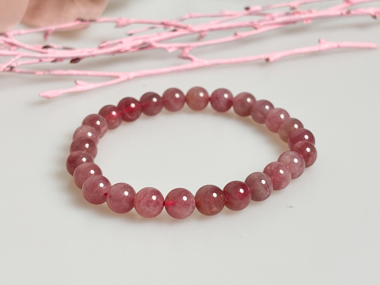 Premium Lavender Rose Quartz Bracelet - Elastic design, deep pink, delicate and classy. Ideal for any occasion!