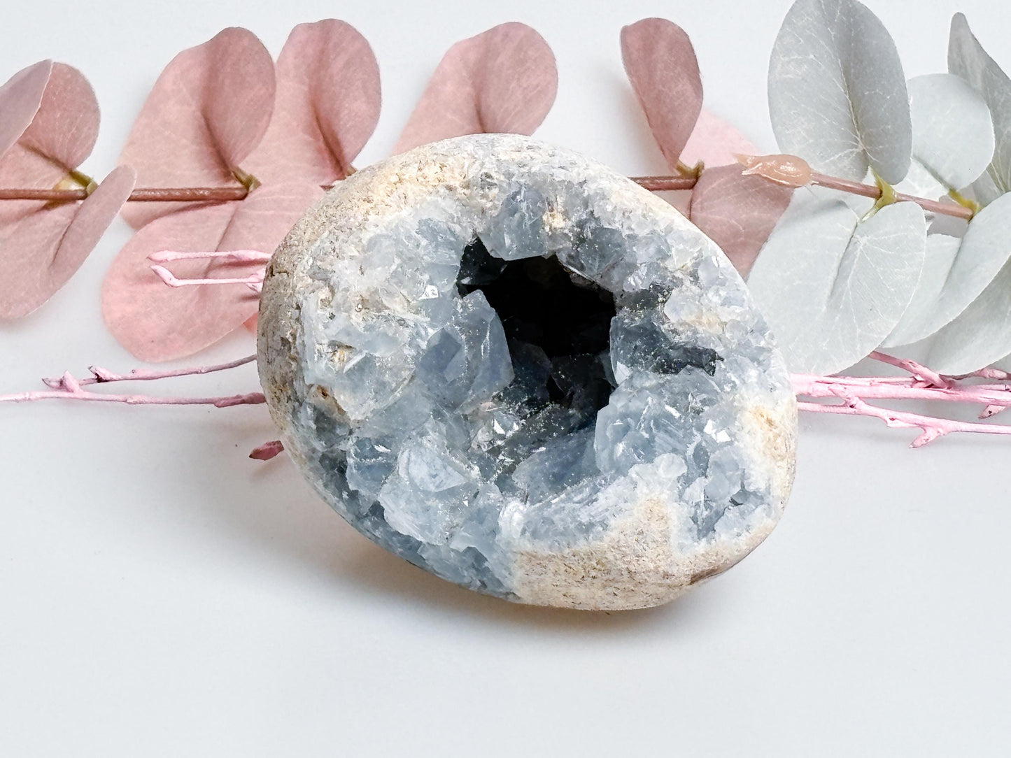Natural Celestine Egg Cluster - Beautiful Blue Crystal, Spiritual Healing Stone, Unique Decoration