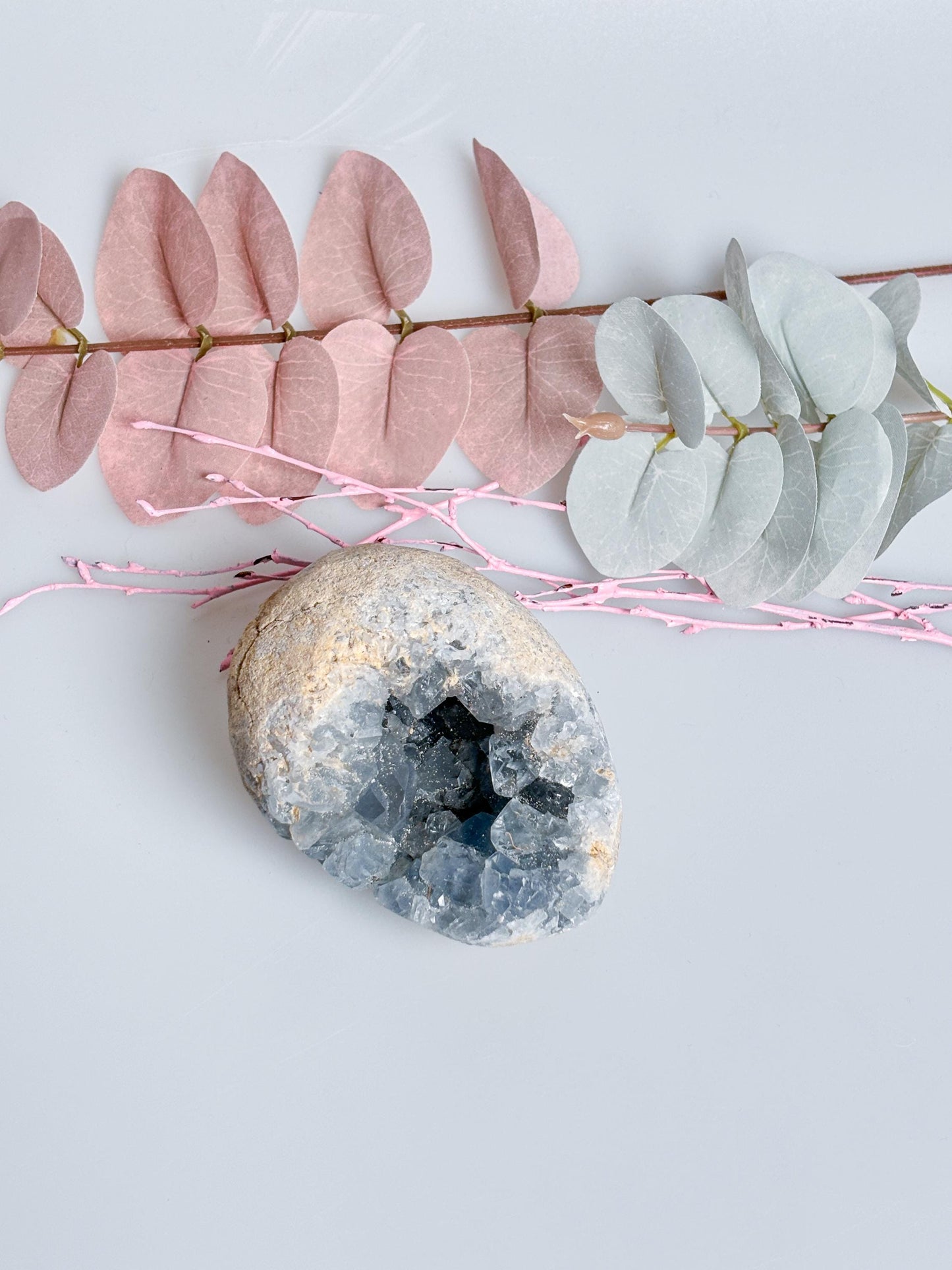 Natural Celestine Egg Cluster - Beautiful Blue Crystal, Spiritual Healing Stone, Unique Decoration