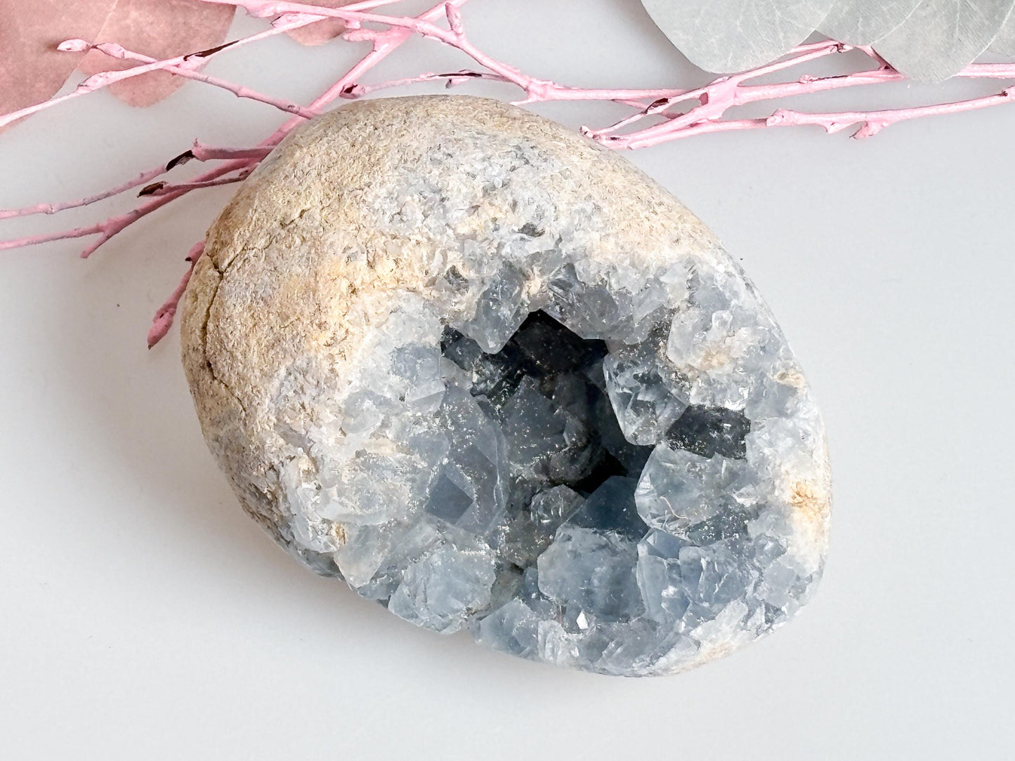 Natural Celestine Egg Cluster - Beautiful Blue Crystal, Spiritual Healing Stone, Unique Decoration
