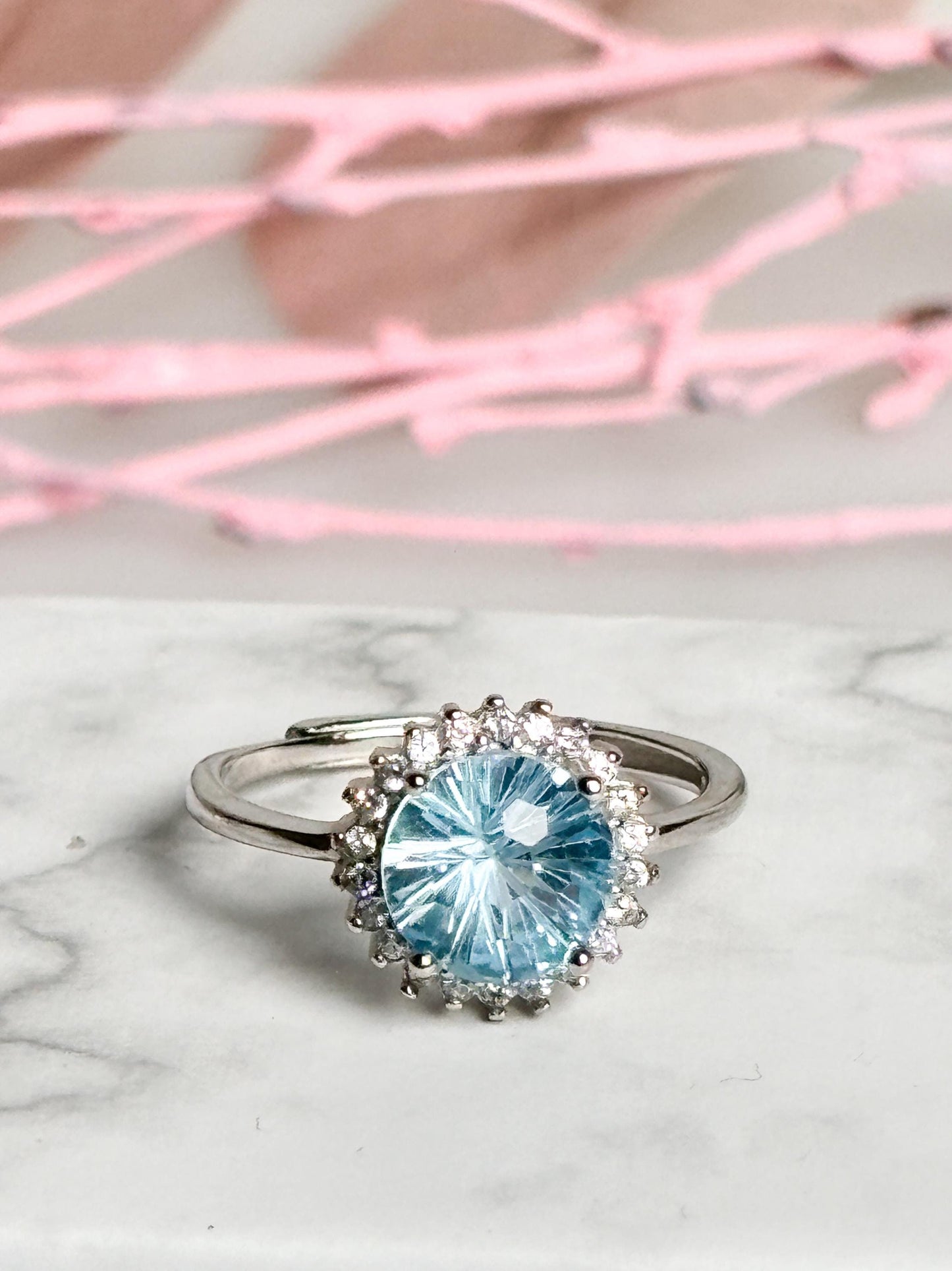 Blue Topaz Ring 925 Silver – Adjustable – Noble silver ring with topaz – Perfect as an engagement ring – Jewelry gift