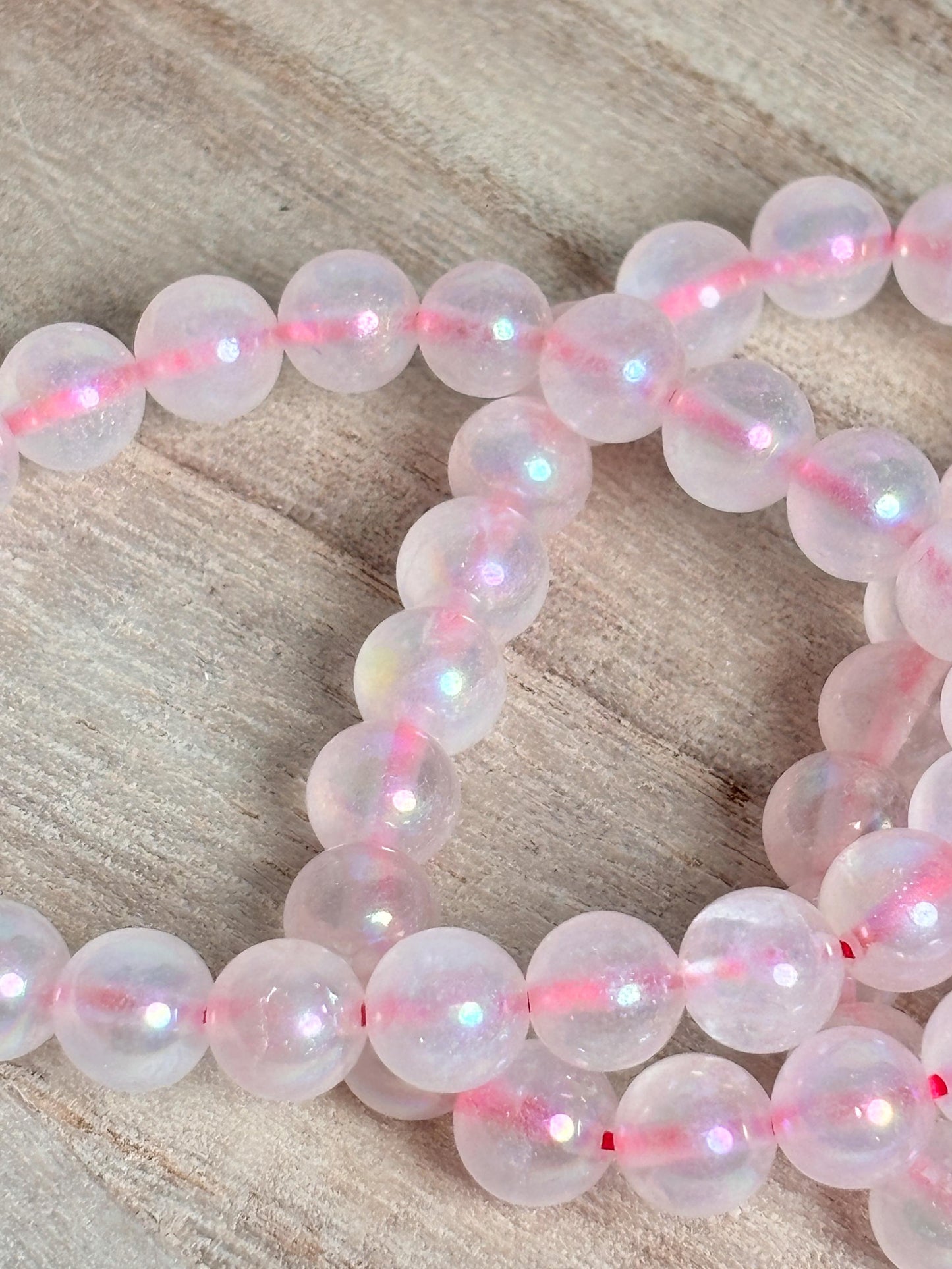 8mm Angel Aura Rosenquarz Armband Kristallarmband für positive Energie & Liebe Geschenk für Sie