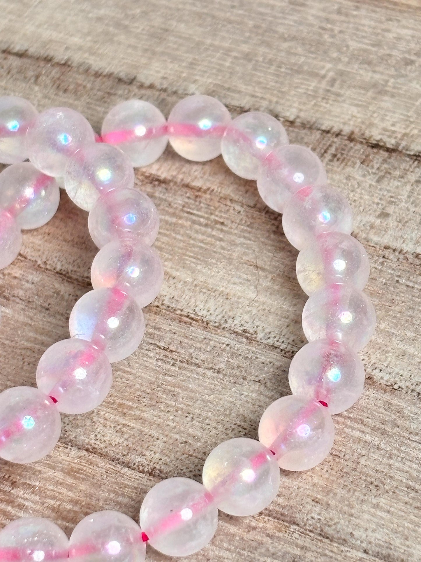 8mm Angel Aura Rosenquarz Armband Kristallarmband für positive Energie & Liebe Geschenk für Sie