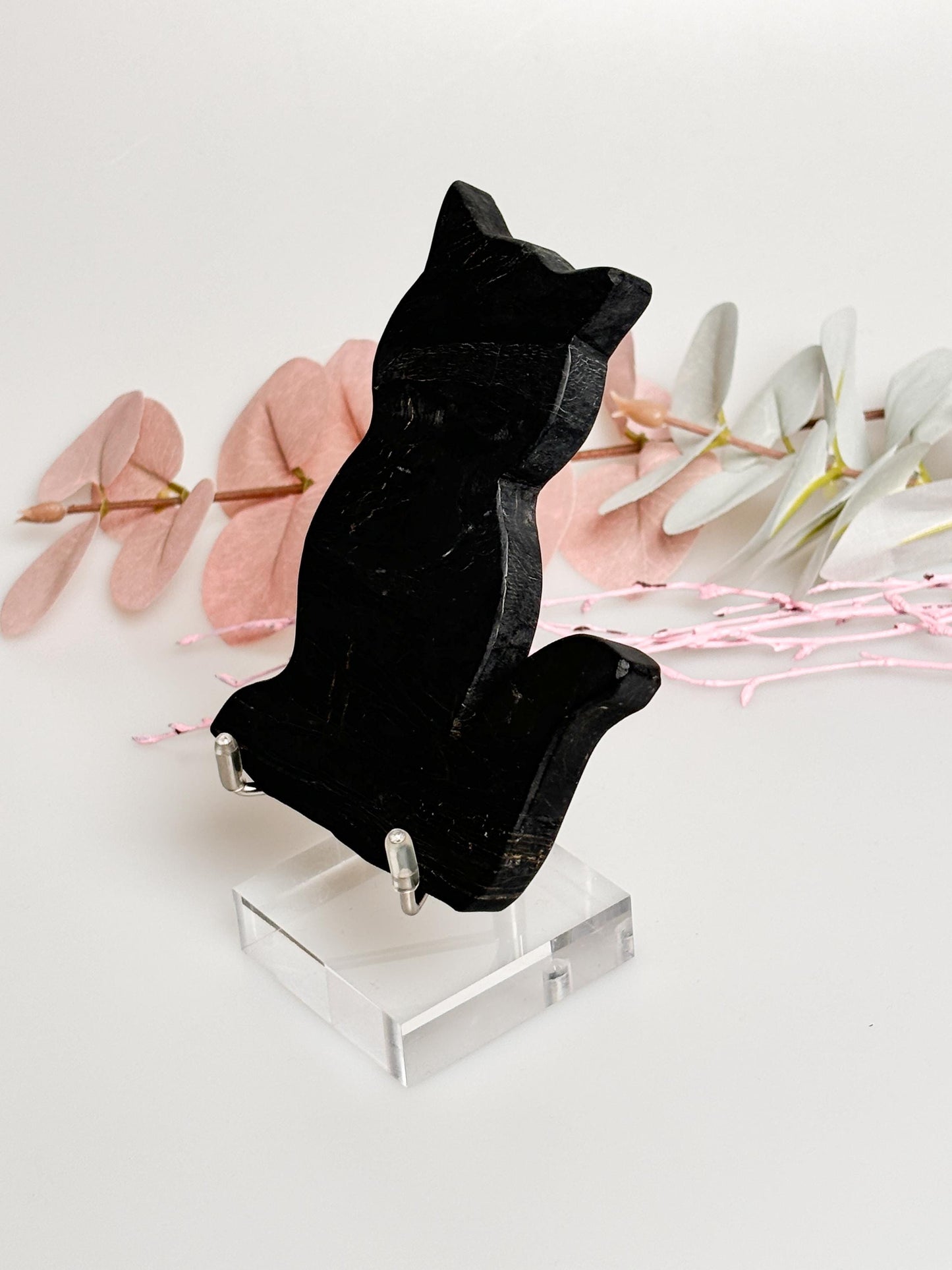 Shungit Katze – Einzigartige Dekoration für Katzenliebhaber | Schutzstein mit Wirkung | 10 x 7,2 x 0,8 cm