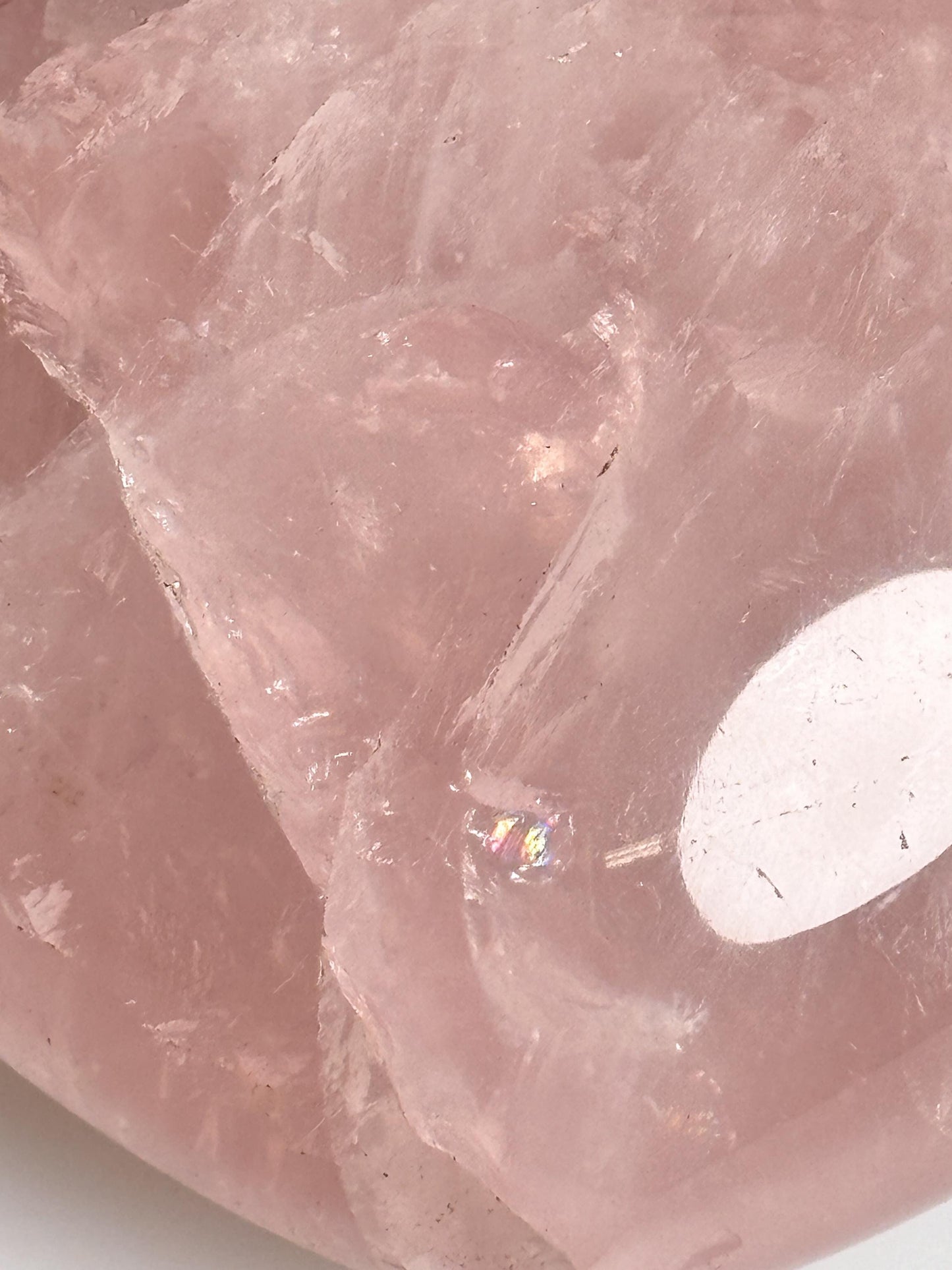 Großes Rosenquarz Herz mit optionalem Metallhalter Wunderschöne Regenbögen, Edelstein Deko für Liebe und Harmonie