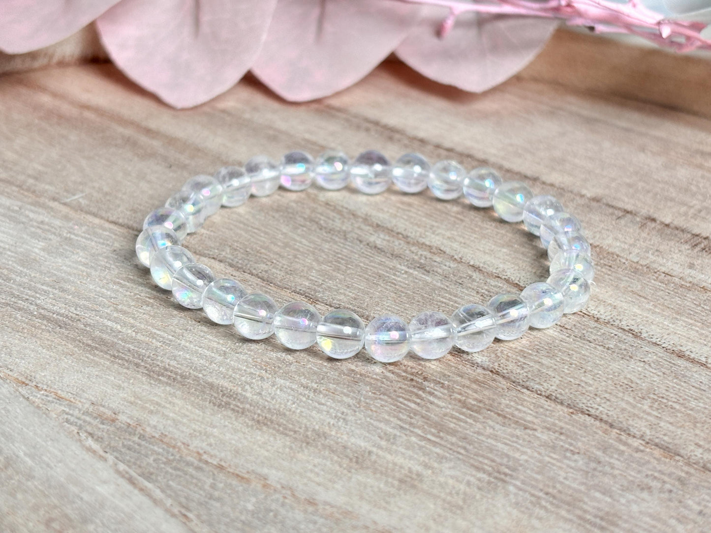 Angel Aura Kristall Perlenarmband 6mm Zartes, schimmerndes Armband für Harmonie & Balance, ideal als Geschenk