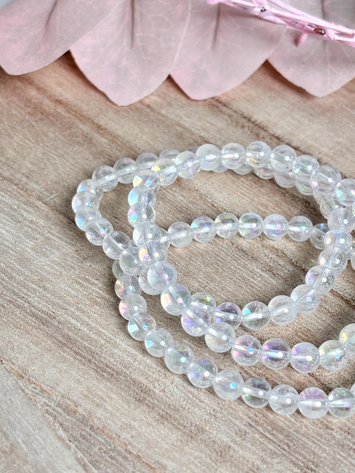 Angel Aura Kristall Perlenarmband 6mm Zartes, schimmerndes Armband für Harmonie & Balance, ideal als Geschenk