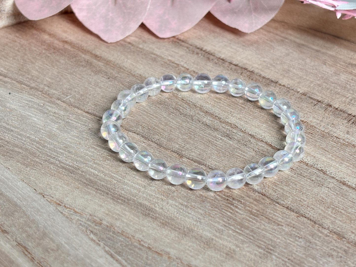 Angel Aura Kristall Perlenarmband 6mm Zartes, schimmerndes Armband für Harmonie & Balance, ideal als Geschenk