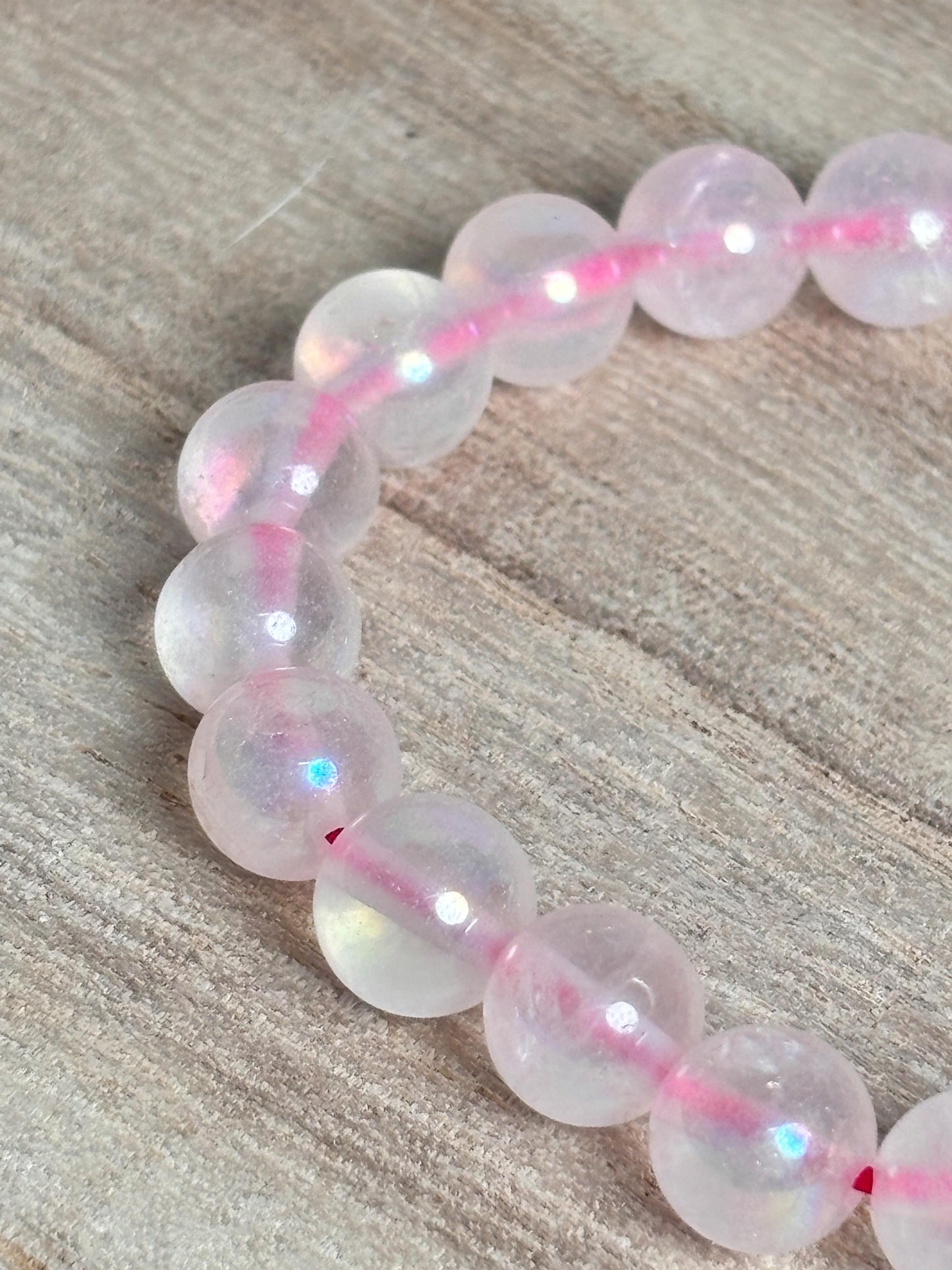 8mm Angel Aura Rosenquarz Armband Kristallarmband für positive Energie & Liebe Geschenk für Sie